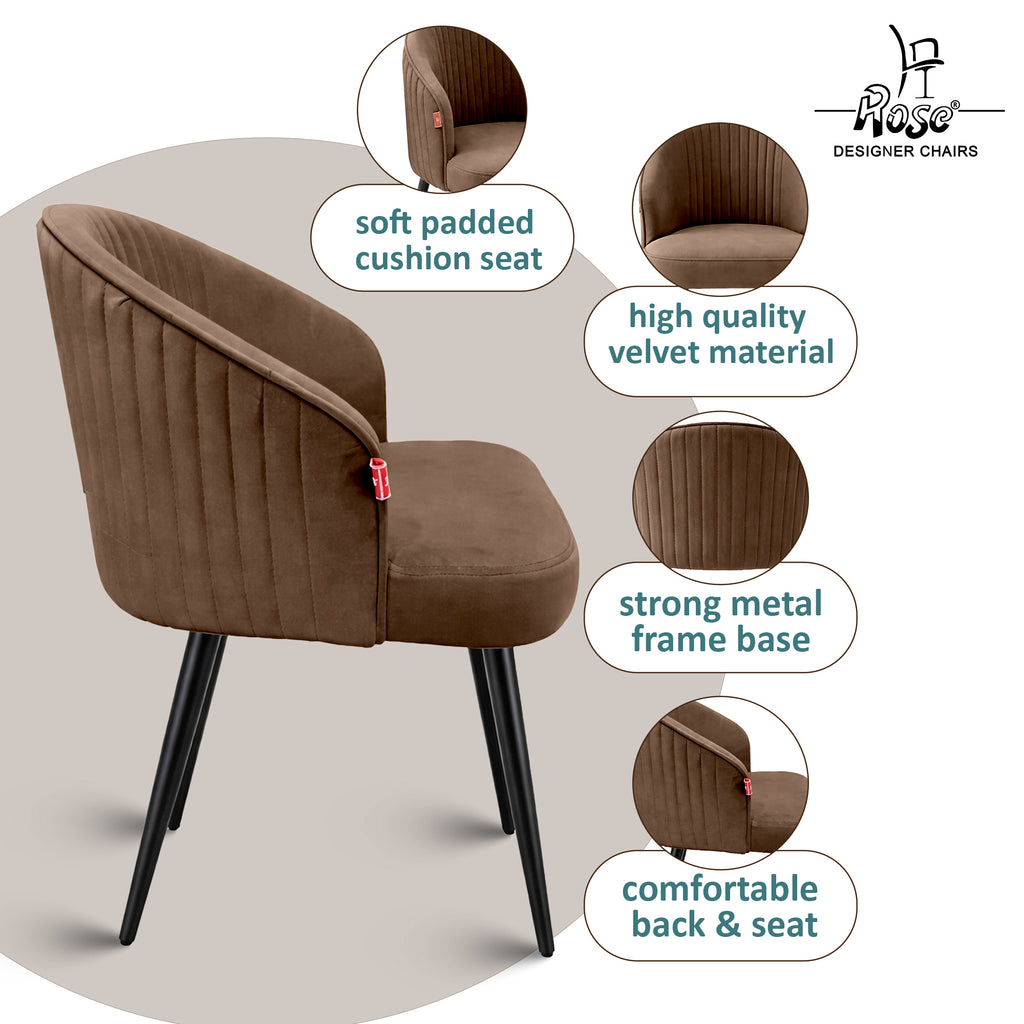 Noor Valvet Arm Dining Chair(Coffee Brown) Set of 2 Features 2