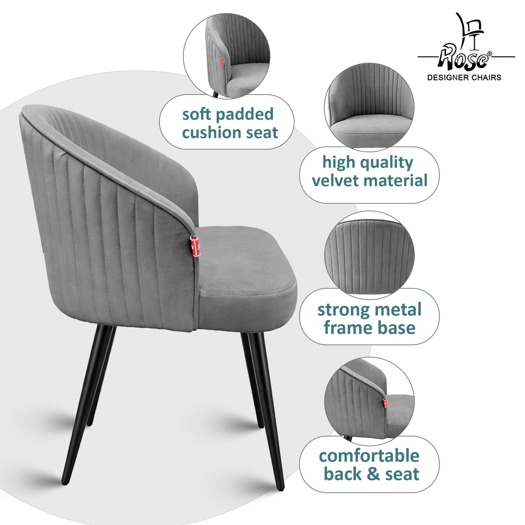 Noor Valvet Arm Dining Chair(Mouse Gray) Set of 1 Features 2