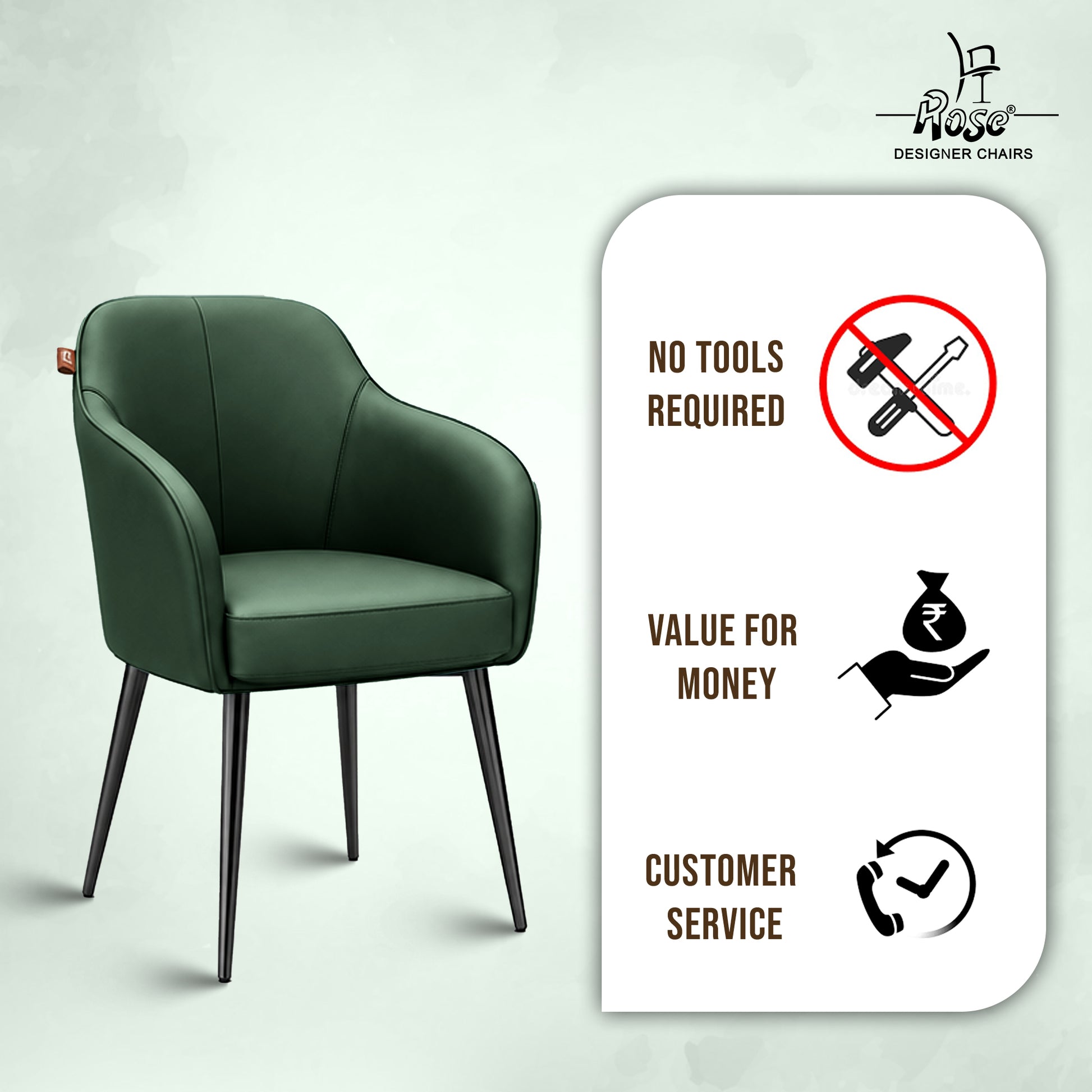 Haze Faux Leather Chair(Pine Green) Set of 1 Service