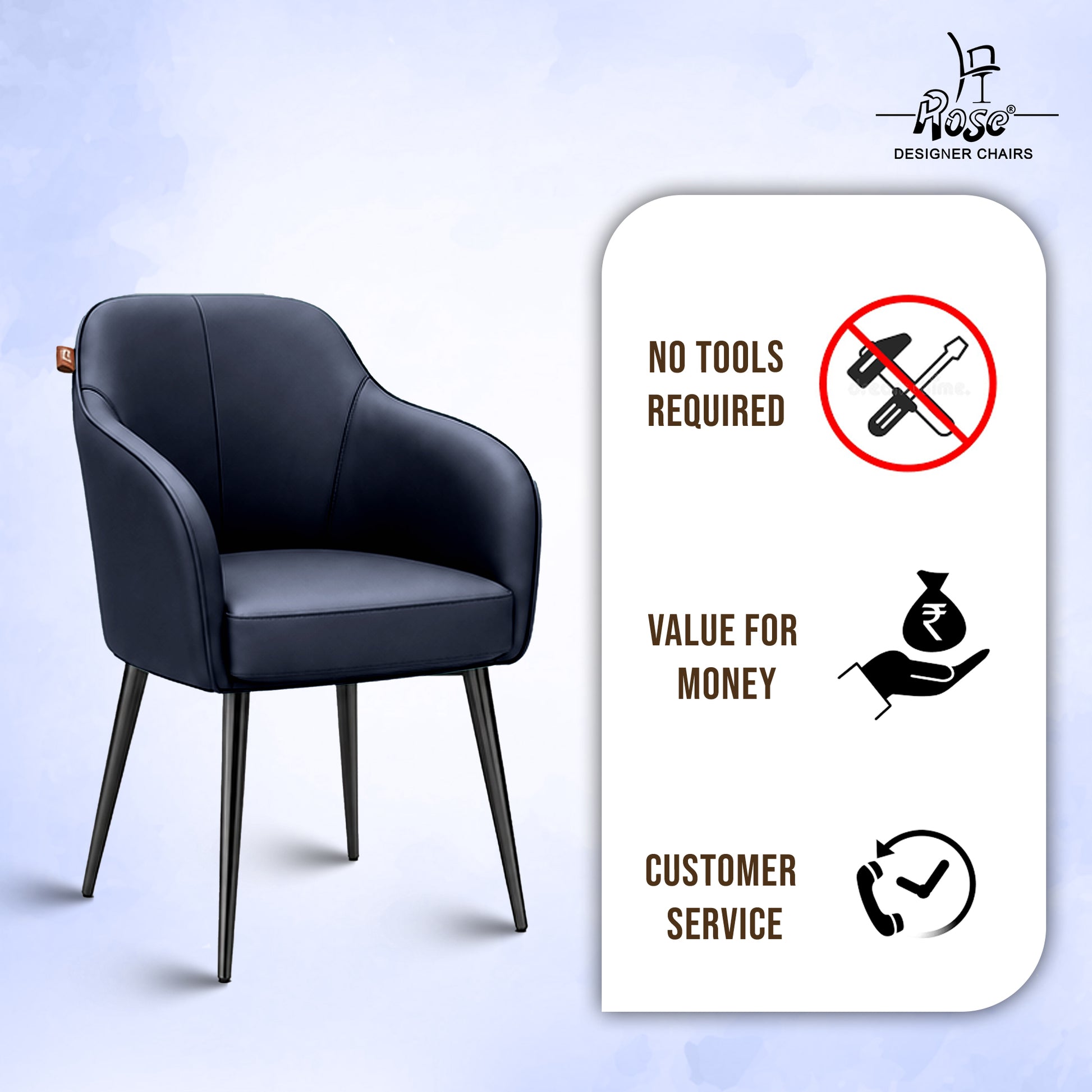 Haze Faux Leather Chair(Denim  Blue) Set of 1 Service