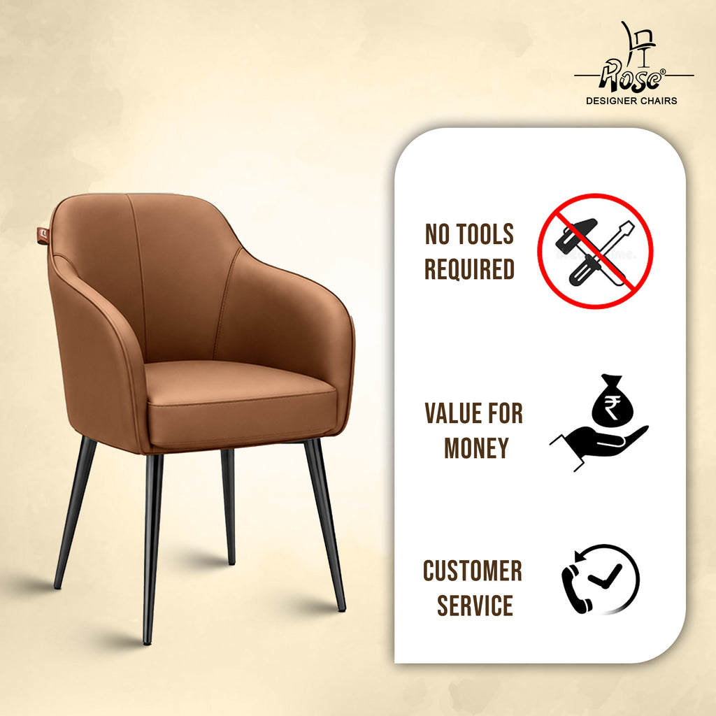 Haze Faux Leather Chair( Caramel Brown) Set of 2 Service
