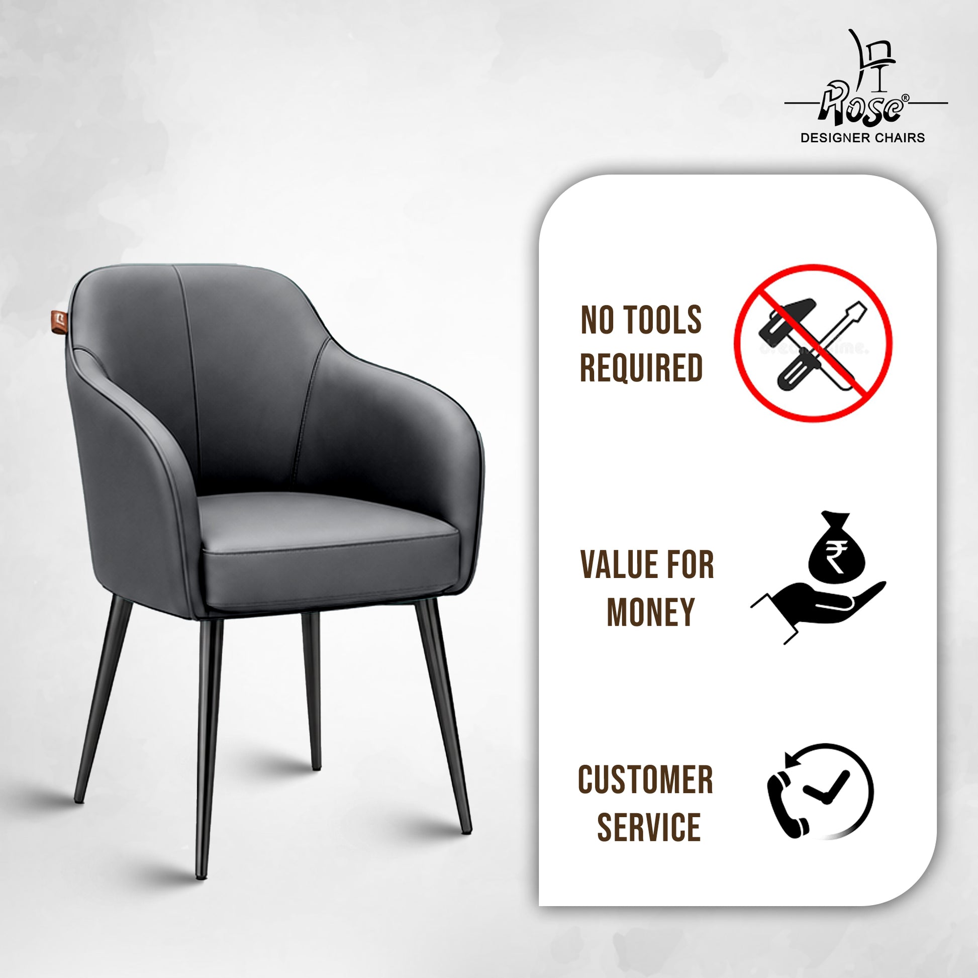 Haze Faux Leather Chair(Slate Gray) Set of 4 Service