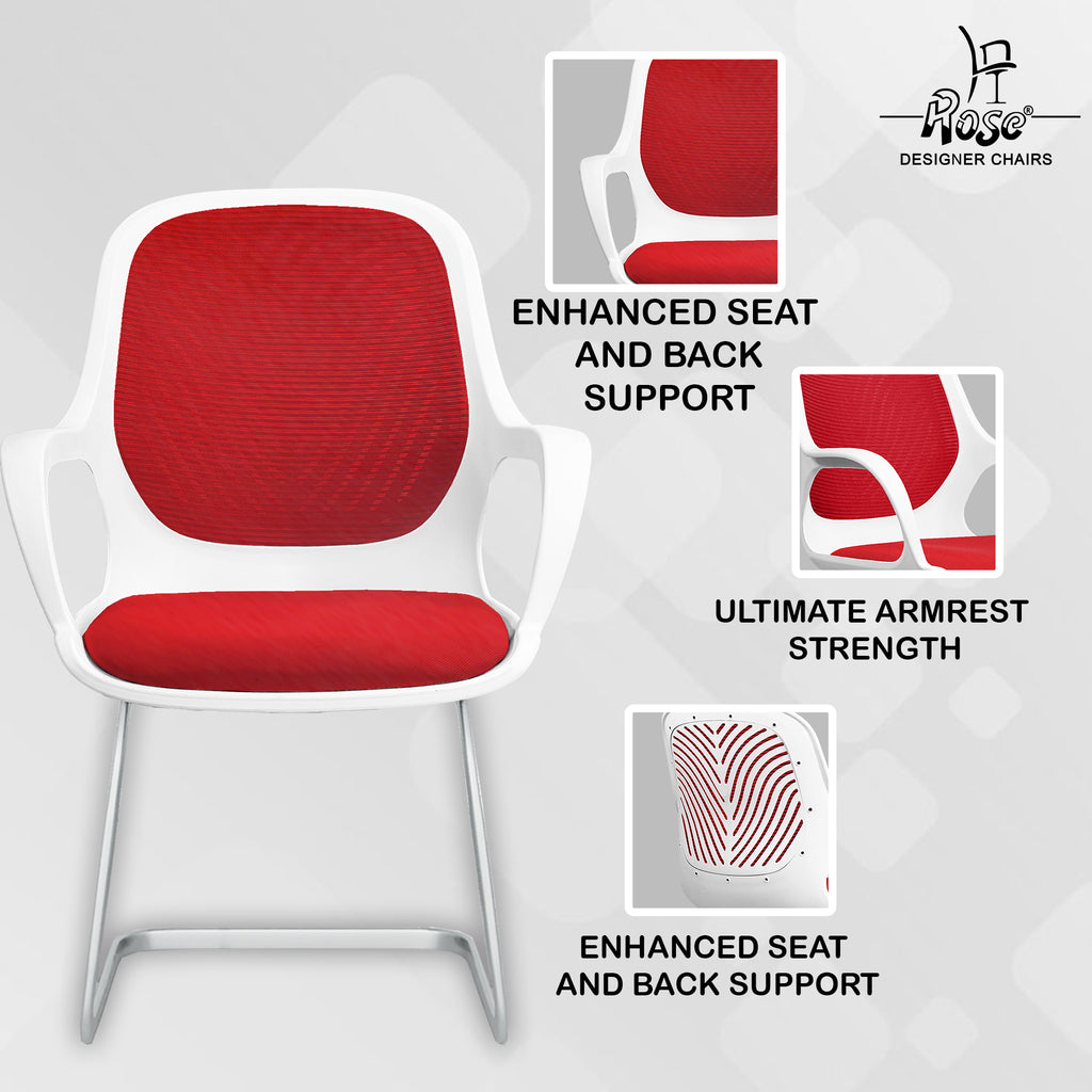Zaria red  and white vistar chair features img