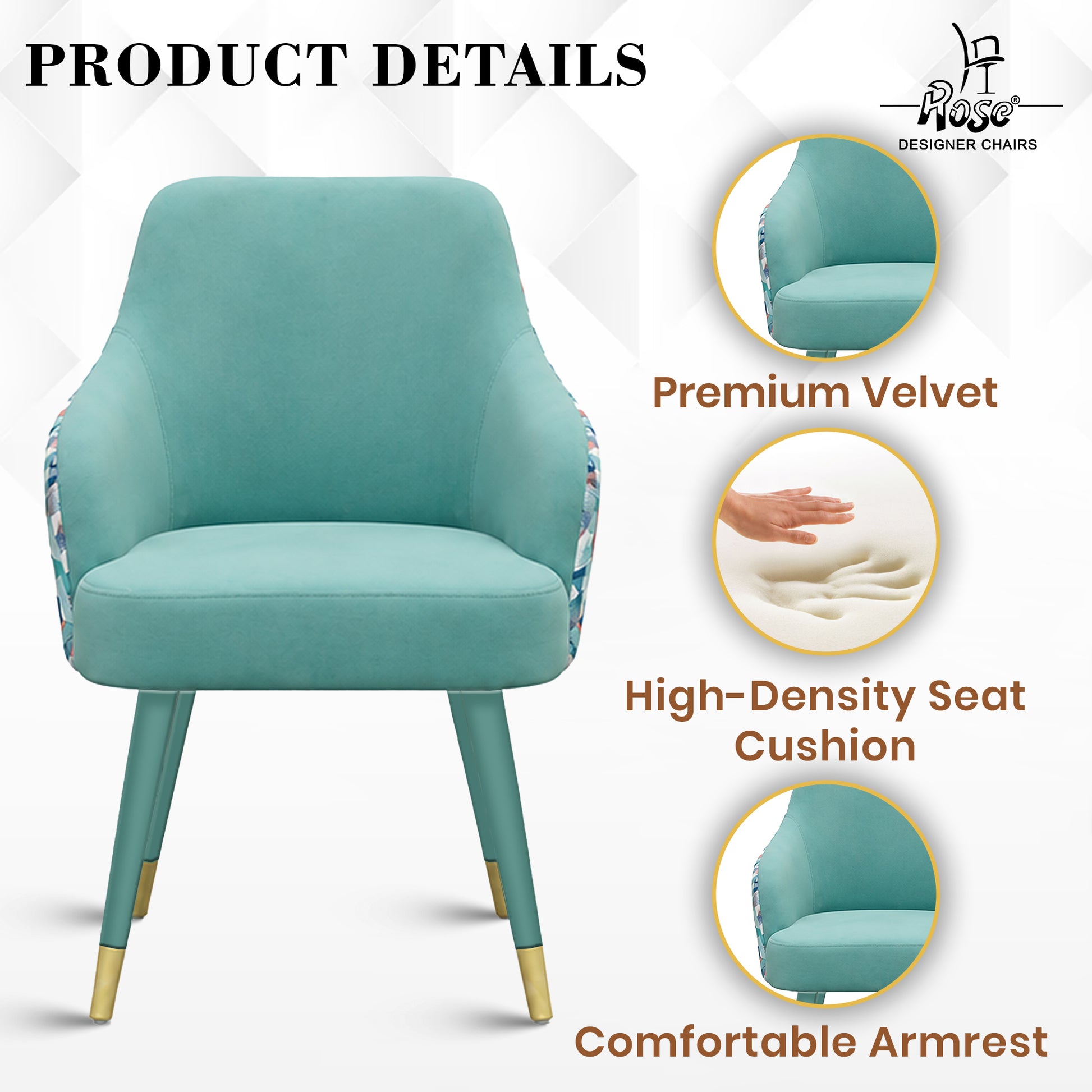  Paul Modern Upholstered Accent Dining Chair(Ocean Blue) Set of 4 Features