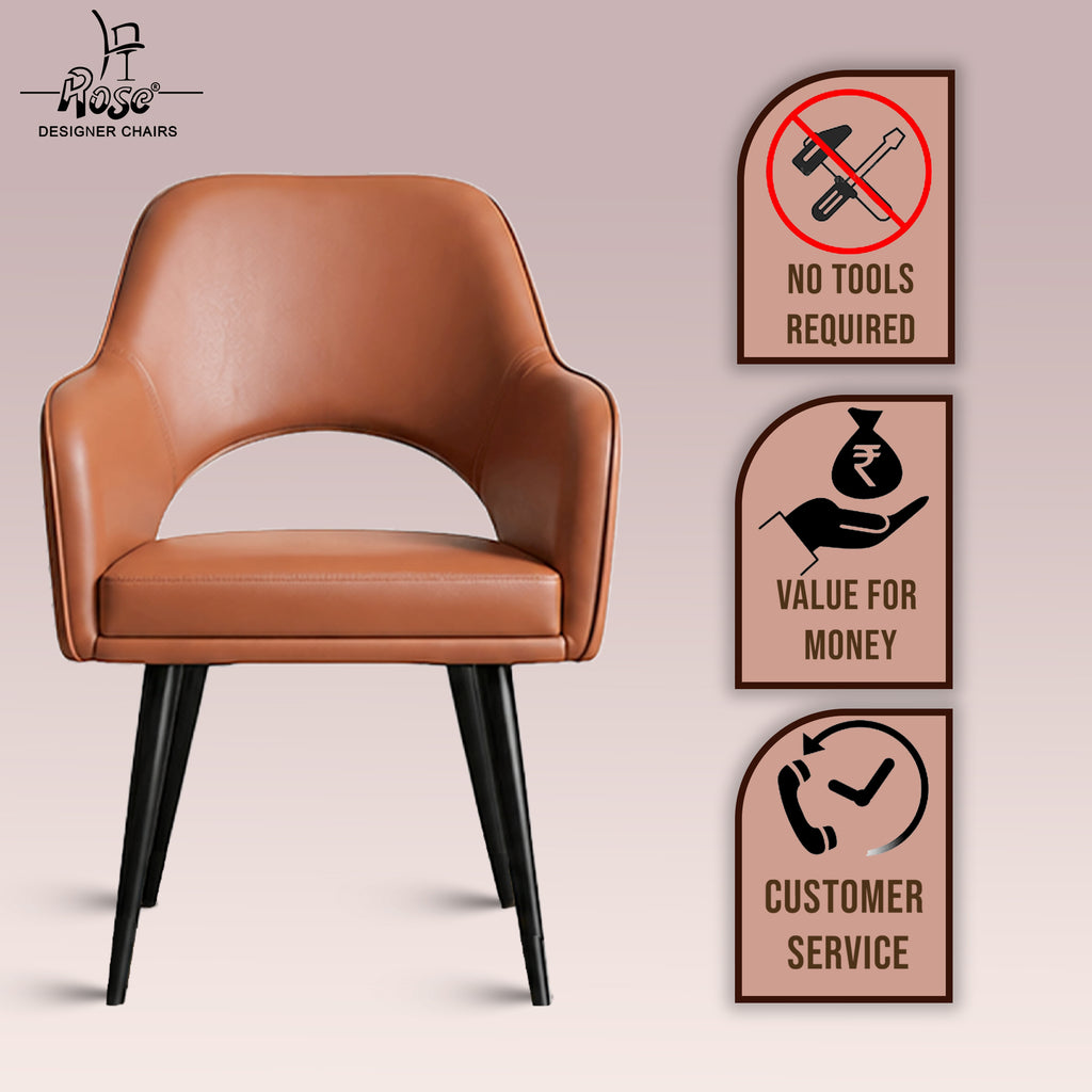 Yuri Faux Leather Chair Caramel (Brown)Set of 4 Service