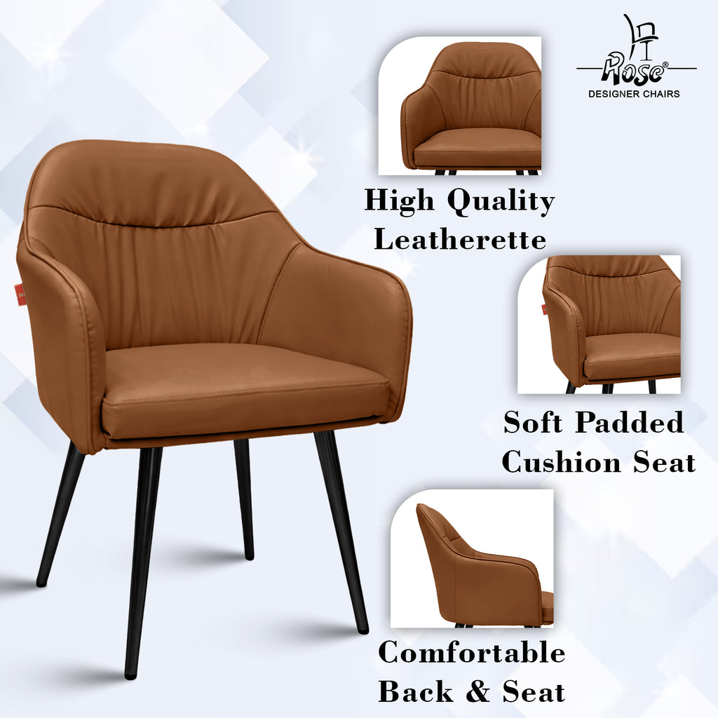 Mack Faux Leather Chair(Caramel Brown) Set of 4Features