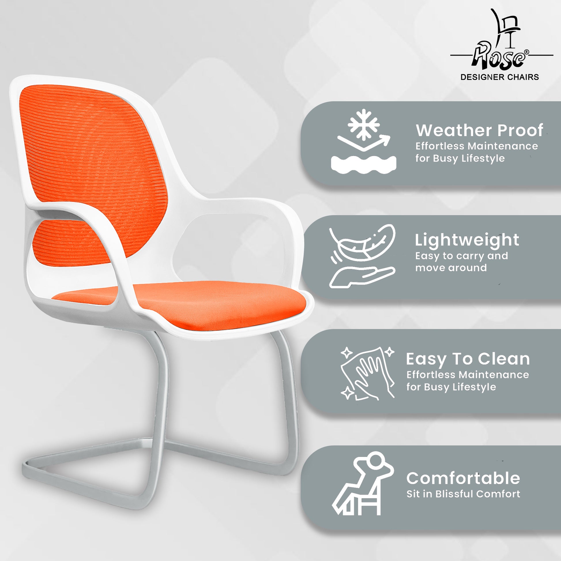 Zaria orang  and white vistar chair features 2