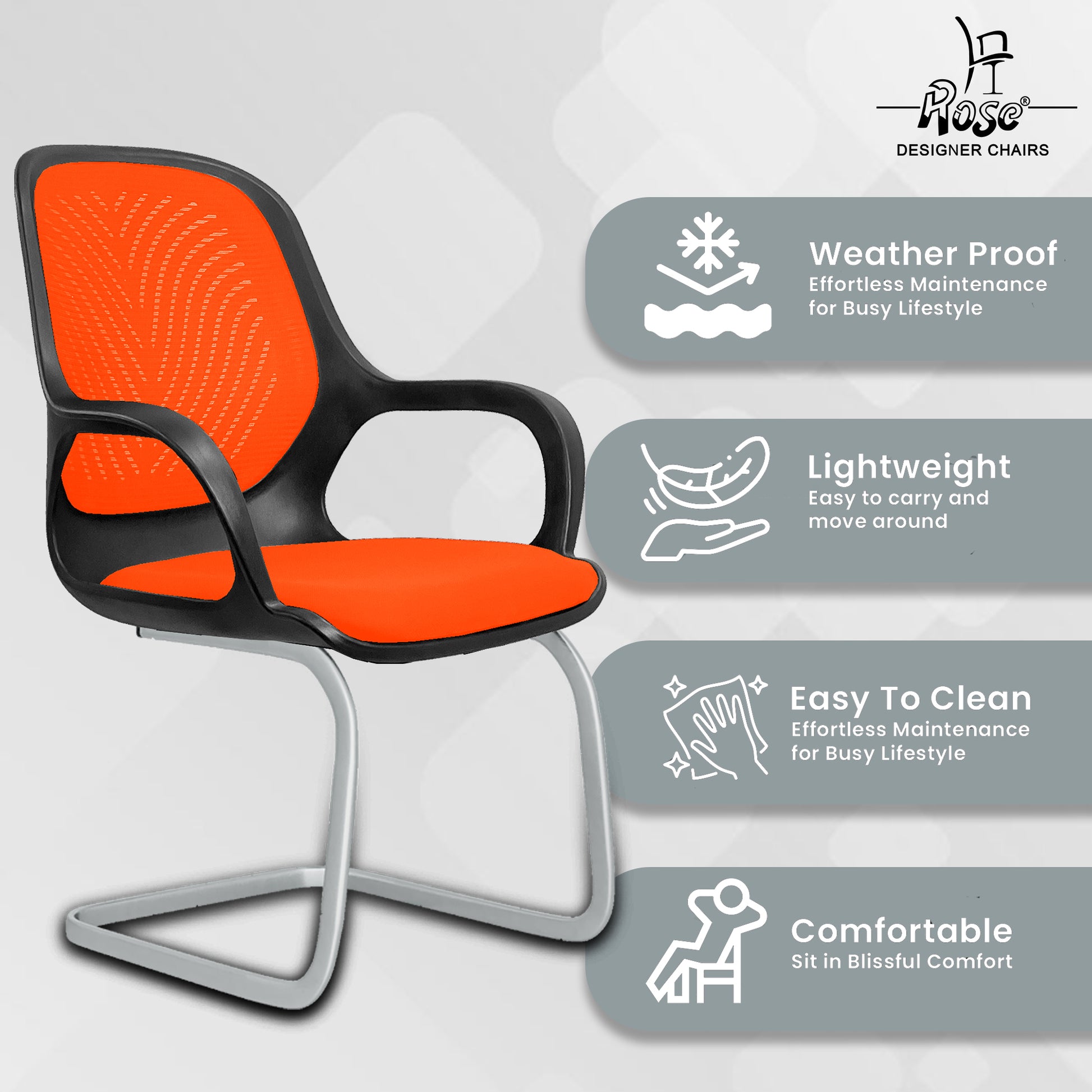 Zaria orang and black vistar chair features 2
