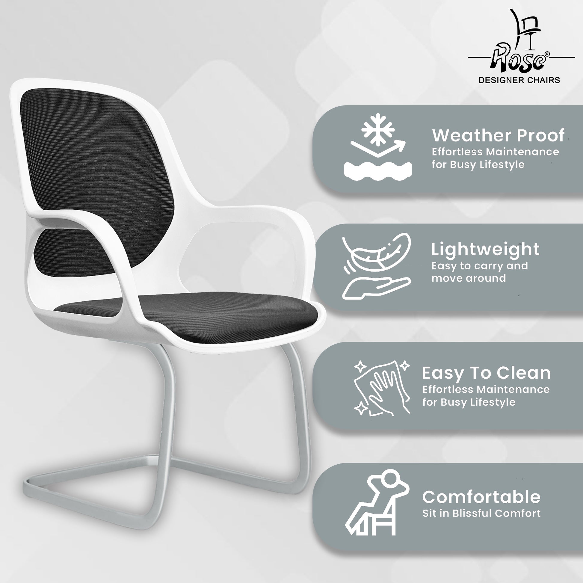 Zaria balck and white vistar chair features 2