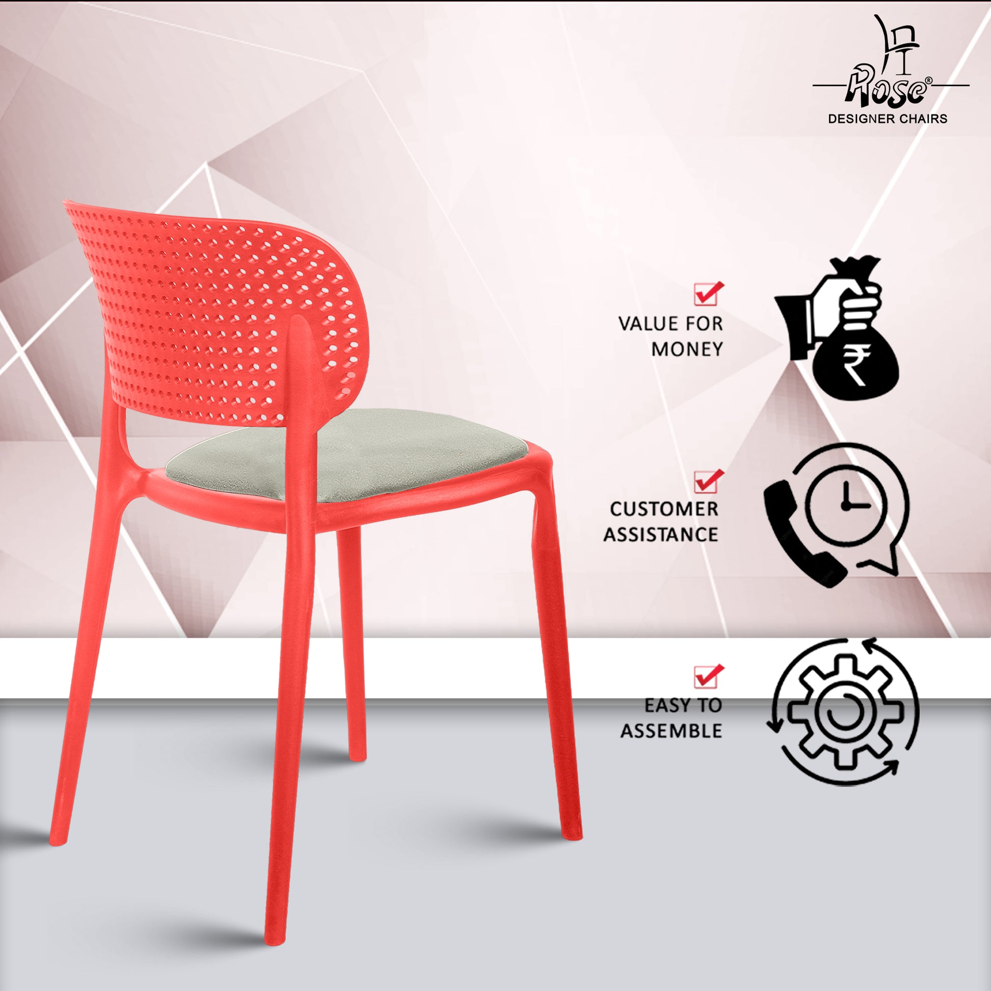 Evaa red cushion grey set of 4 service 2