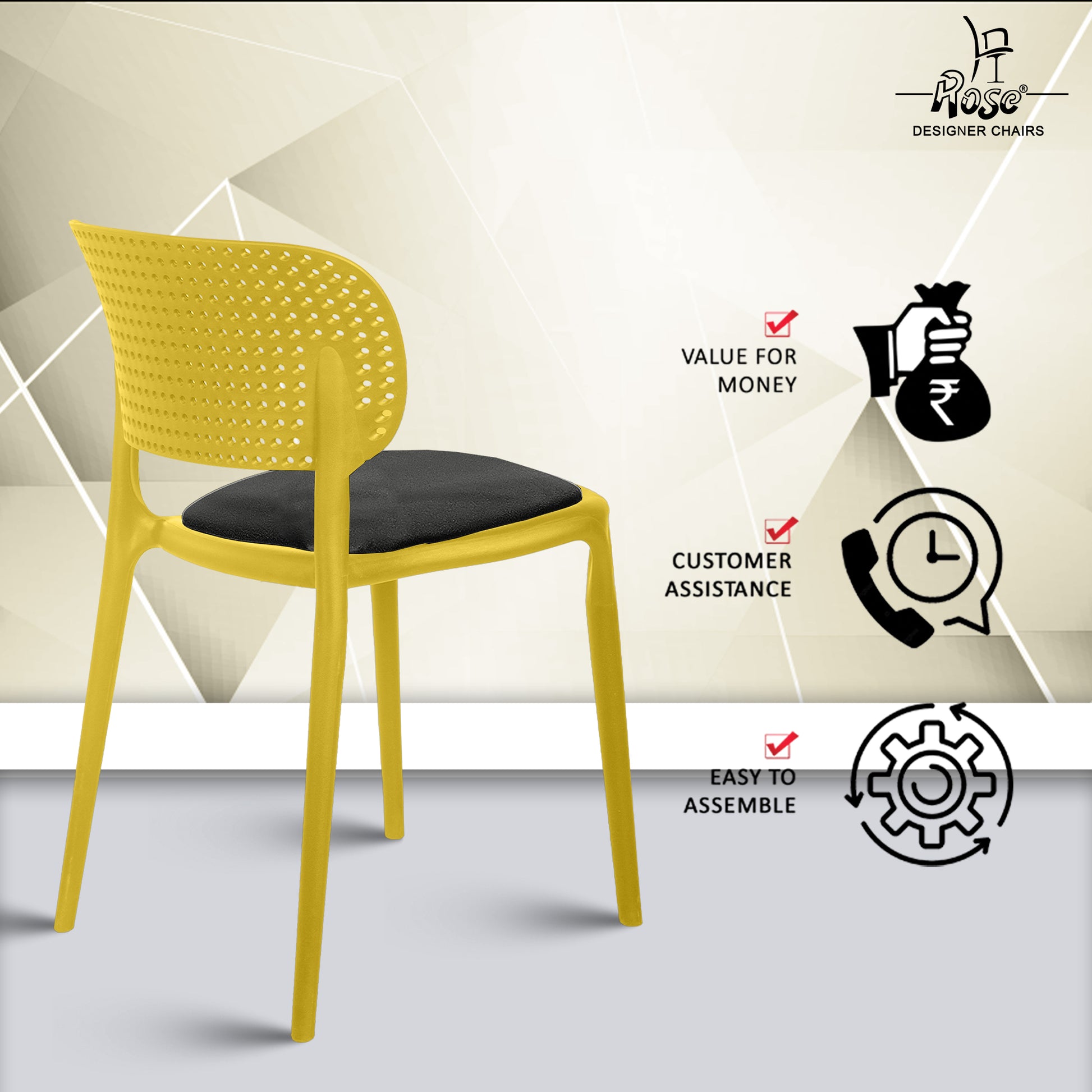 Evaa yellow cushion black set of 4 service 2