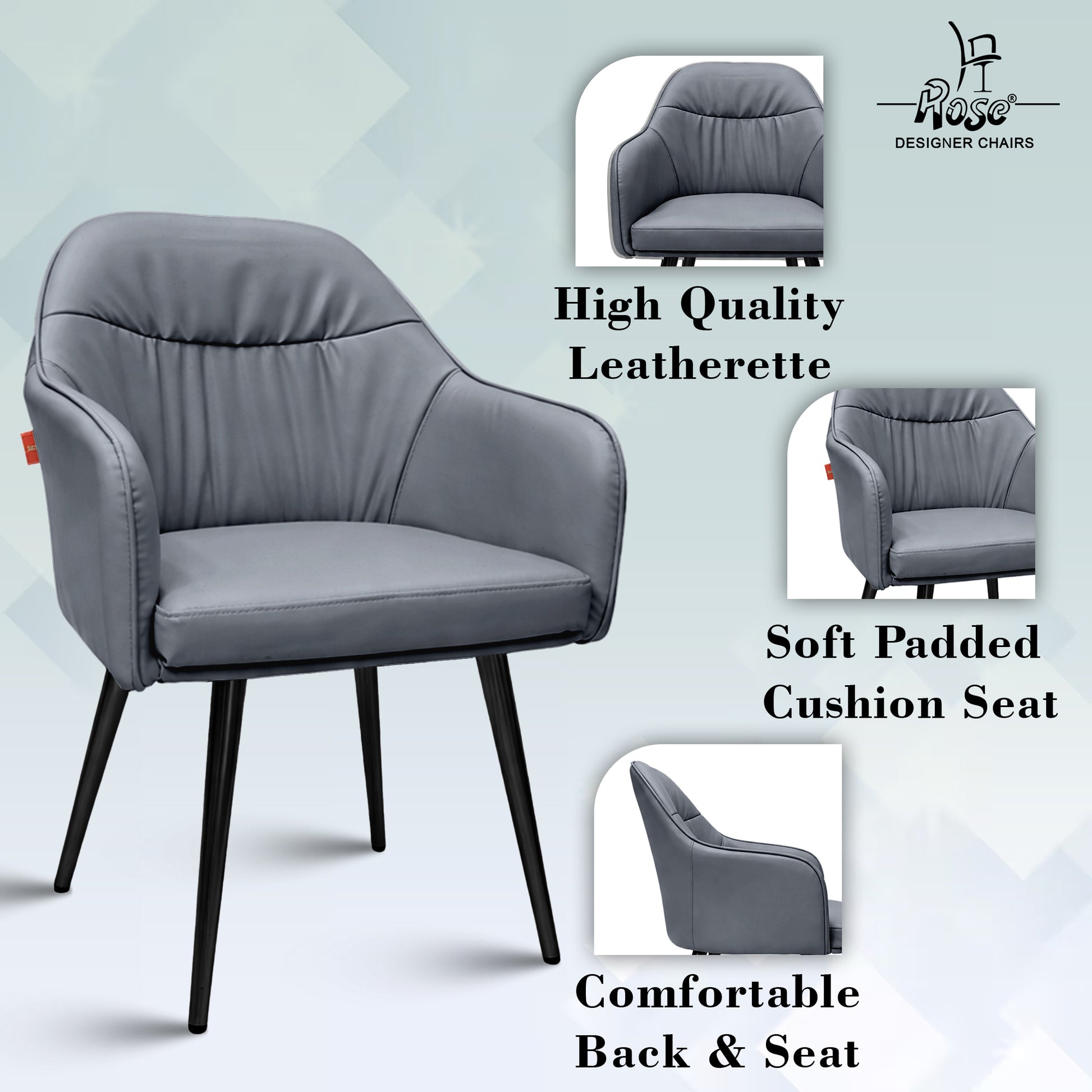 Mack Faux Leather Chair(Slate Gray) Set of 1 Features