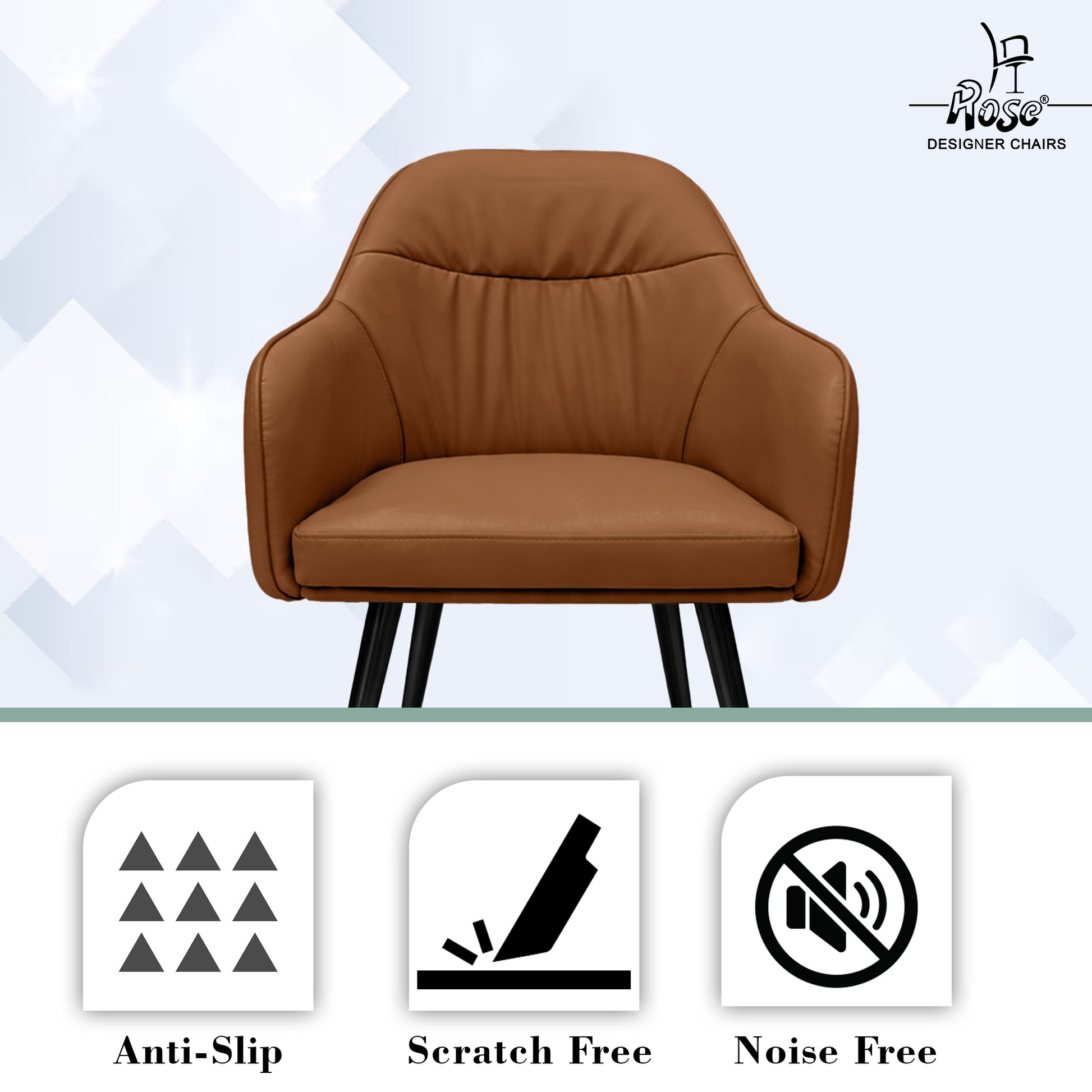 Mack Faux Leather Chair(Caramel Brown) Set of 2 Features 3