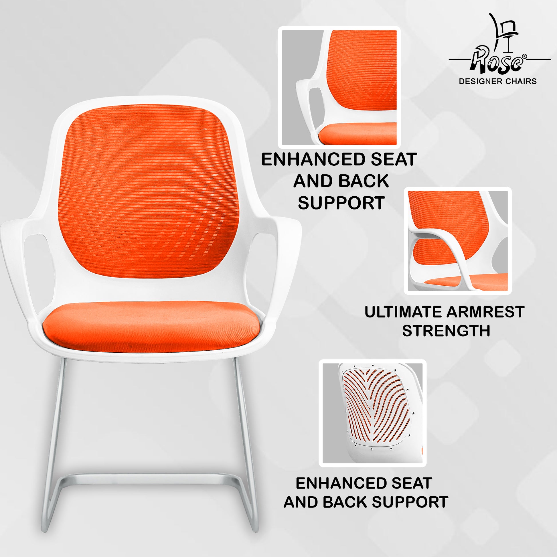 Zaria orang  and white vistar chair features img