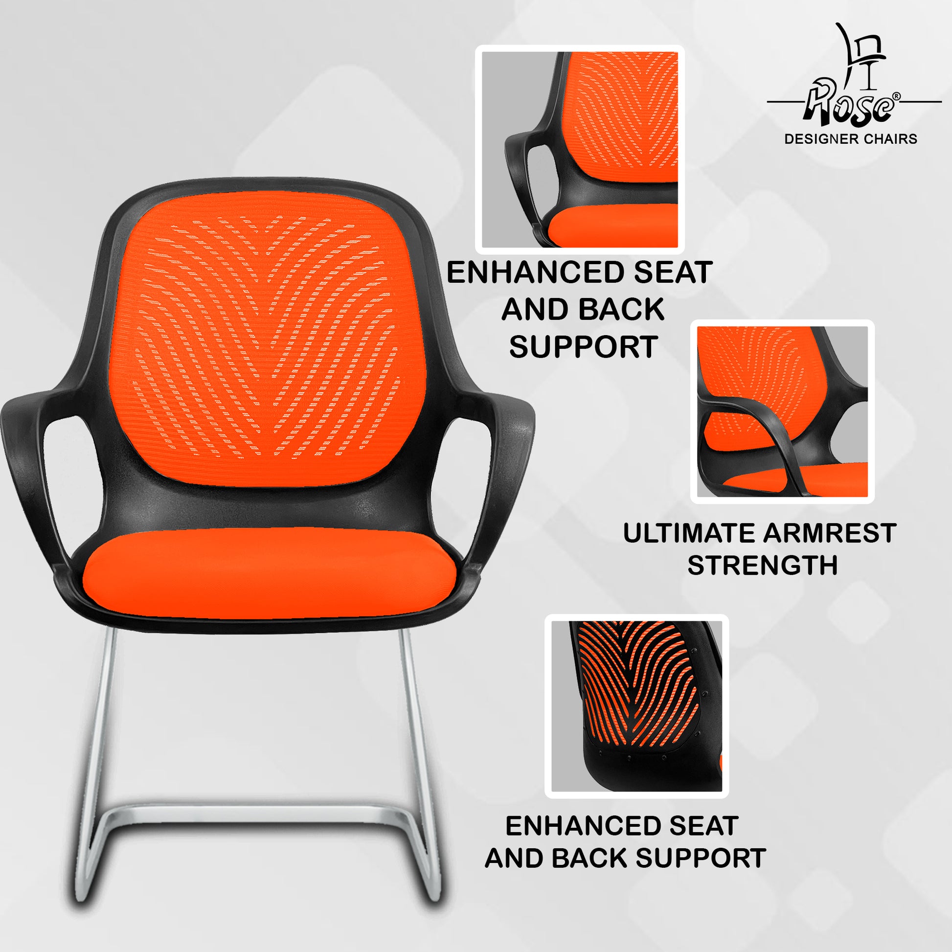 Zaria orang and black vistar chair features