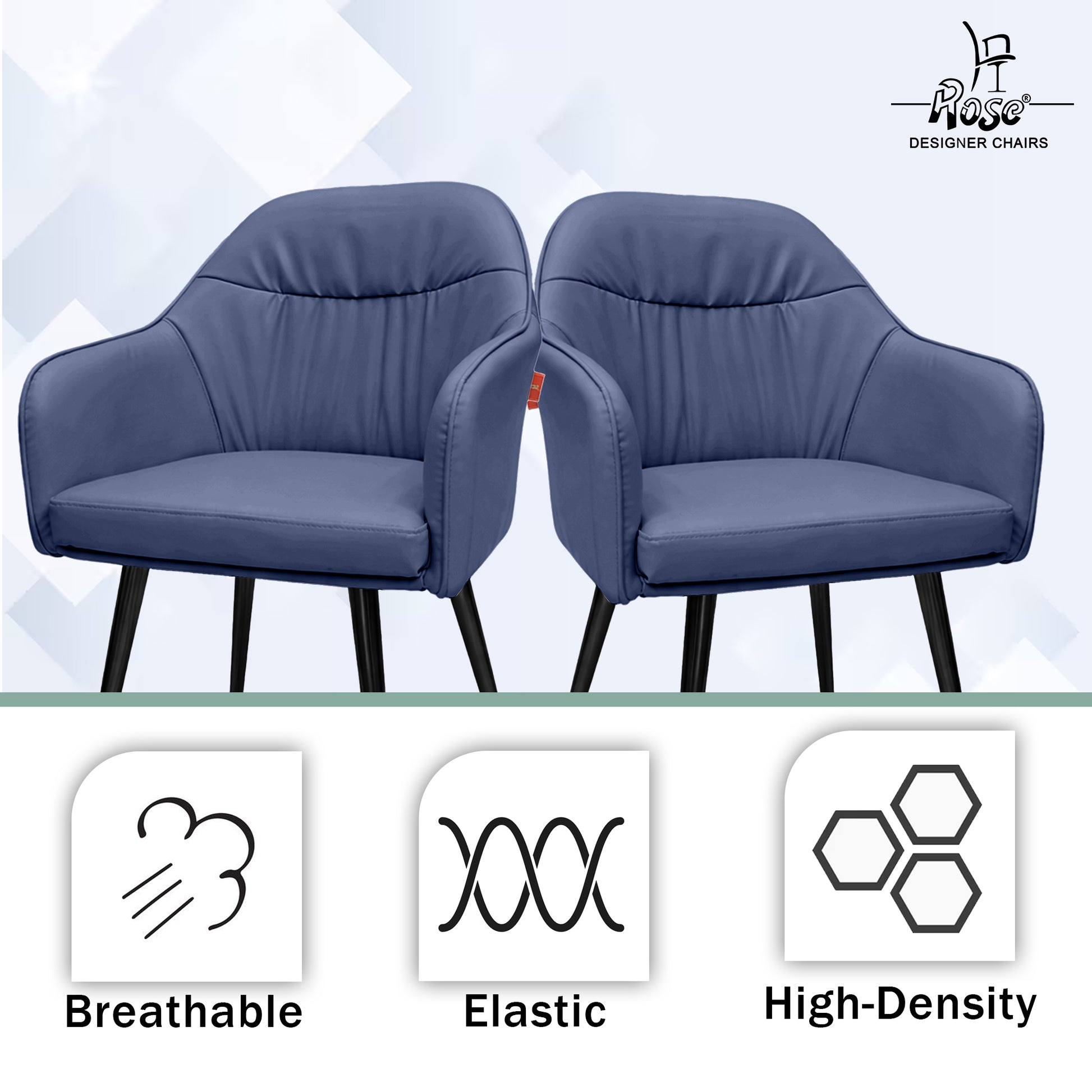 Mack Faux Leather Chair(Denim Blue) Set of 4 Features 2