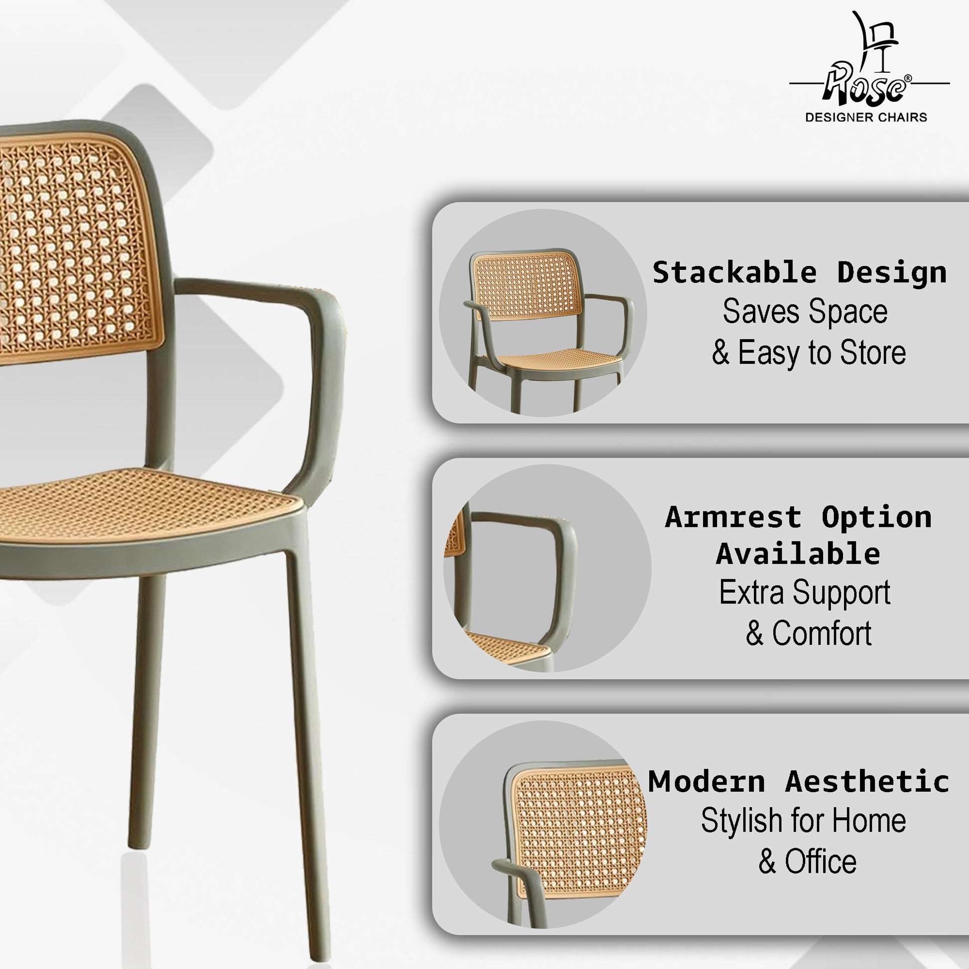 Tokiyo Chair (Grey) Set of 2 Features