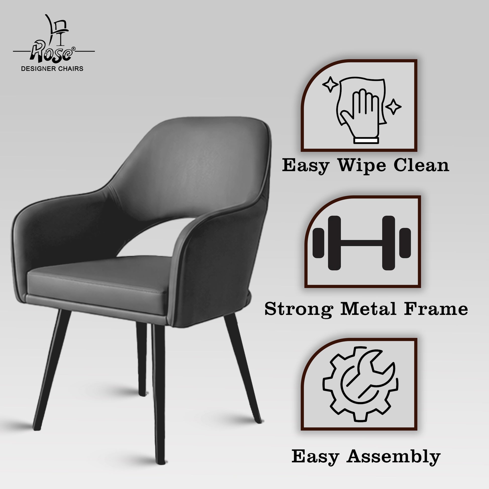 Yuri Faux Leather Chair Slatey (Gray)Set of 2 Features 2