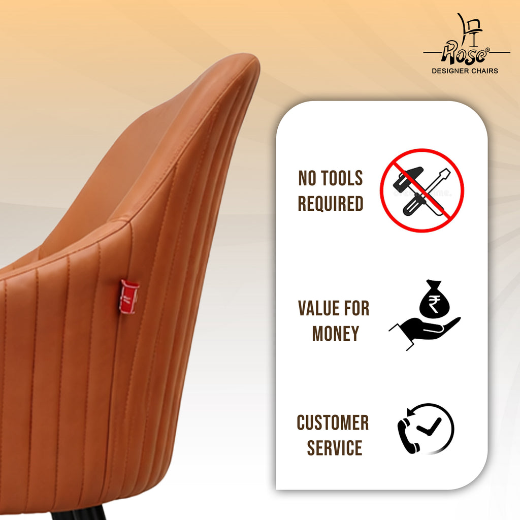 ROSE® Valencia Leather Dining Chair | Contemporary Arm Accent Chair