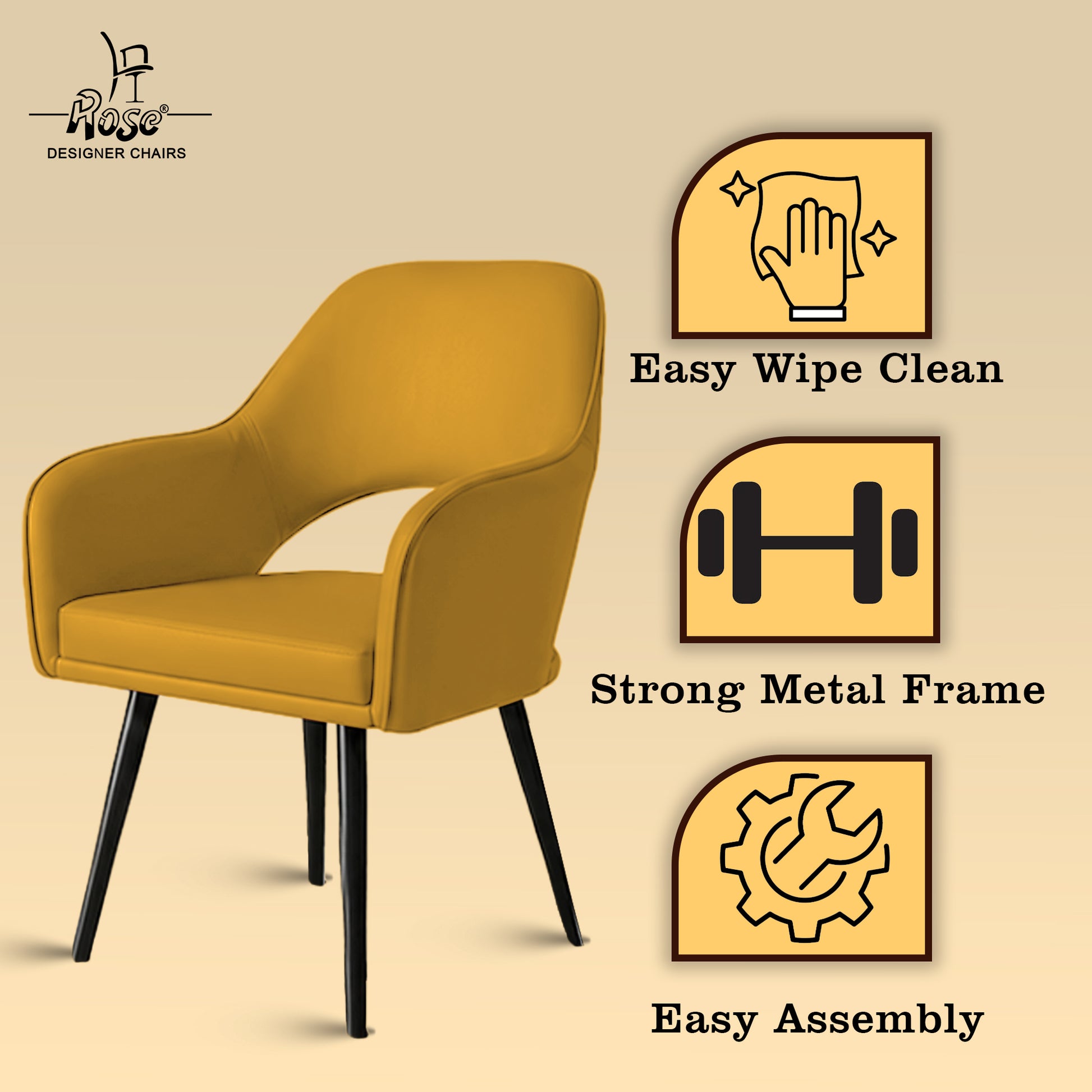 Yuri Faux Leather Chair Honey (Yellow)Set of 4 Features 2