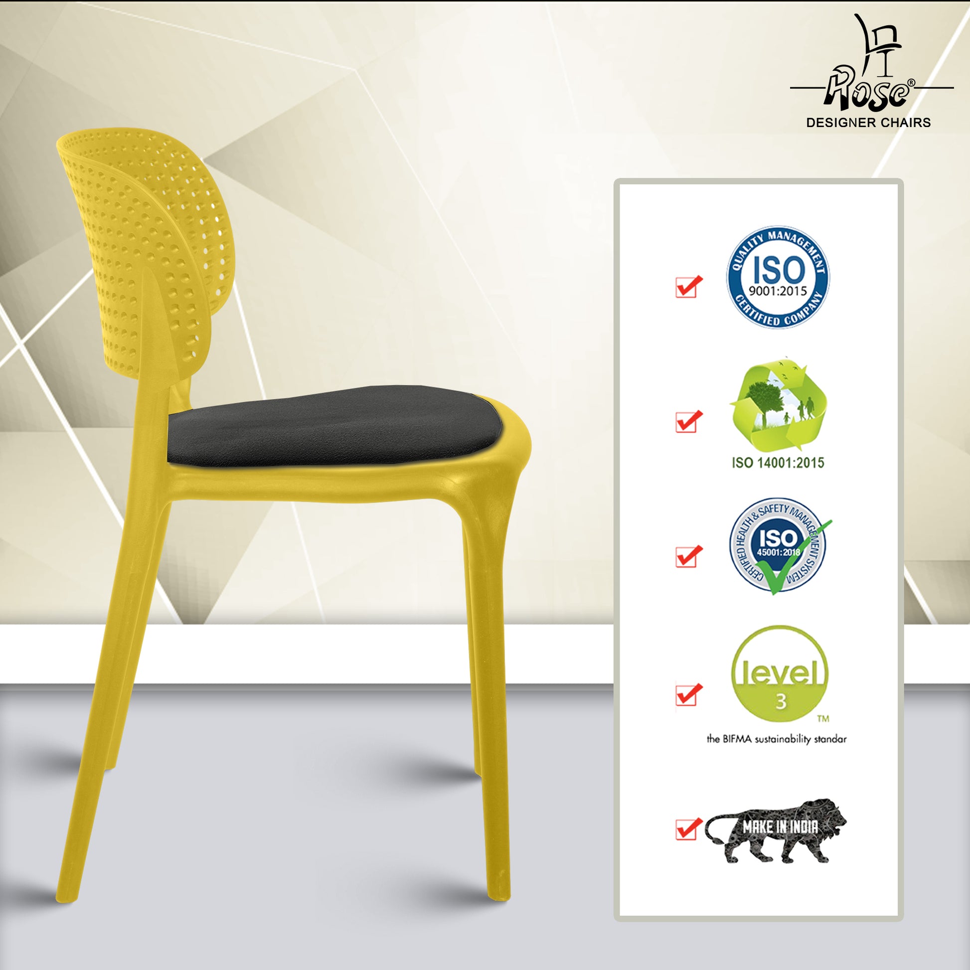 Evaa yellow cushion black set of 4 service