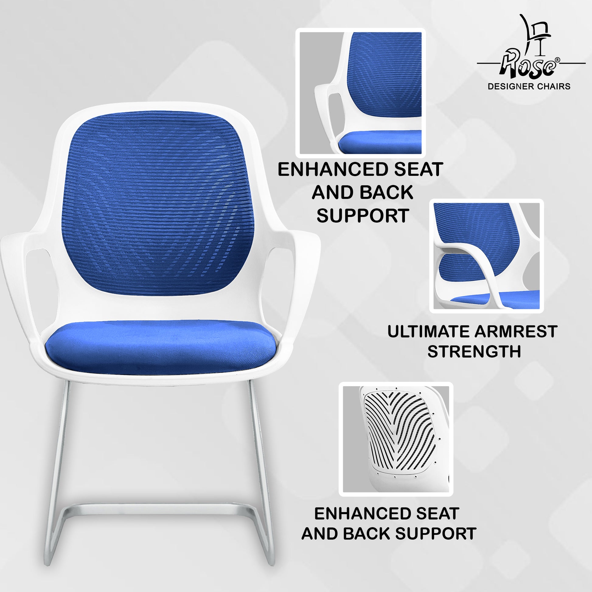 Zaria blue and white vistar chair features