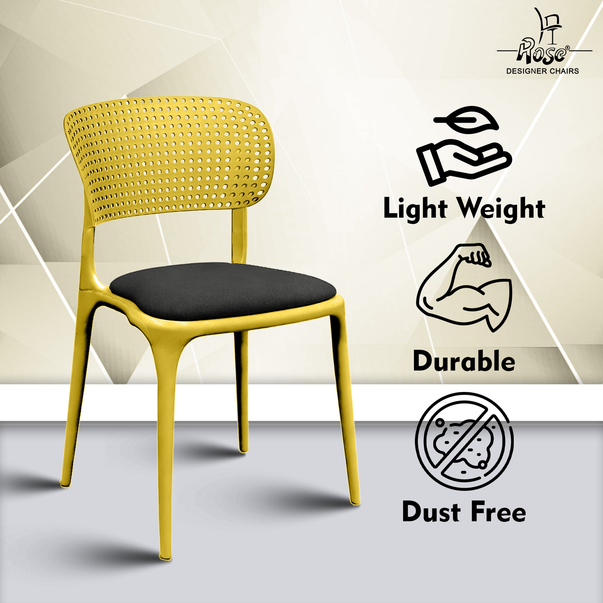 Evaa yellow cushion black set of 2 features