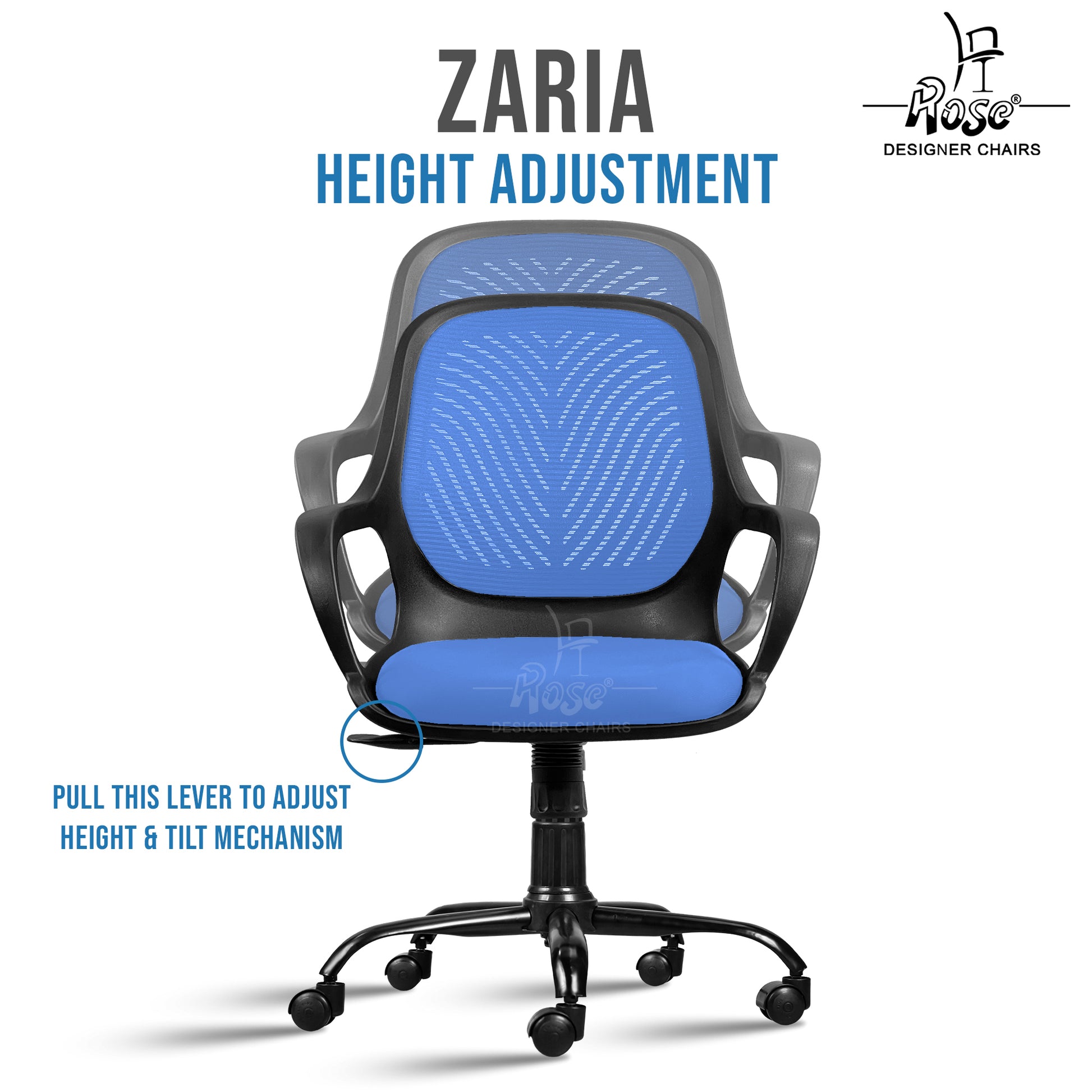 Zaria blue and black chair features 2