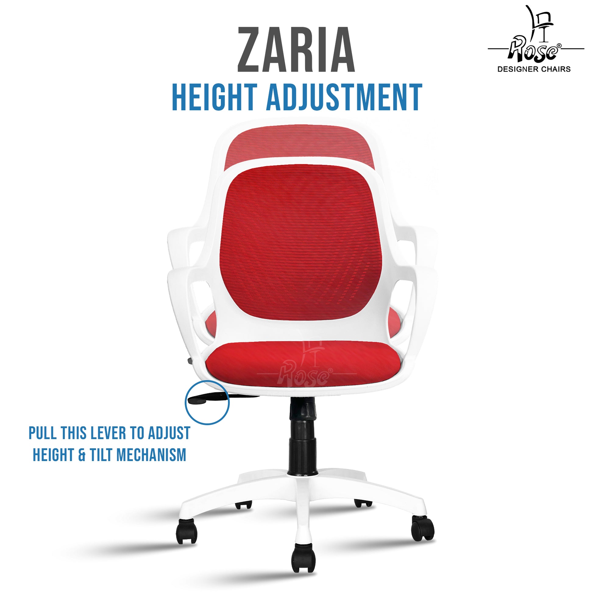 Zaria red  and white chair features 2