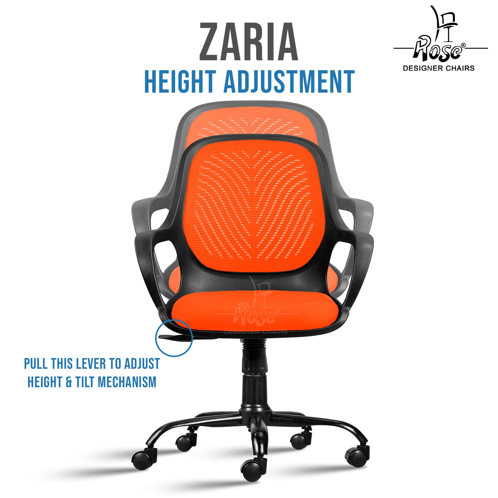 Zaria orang and black chair features 2