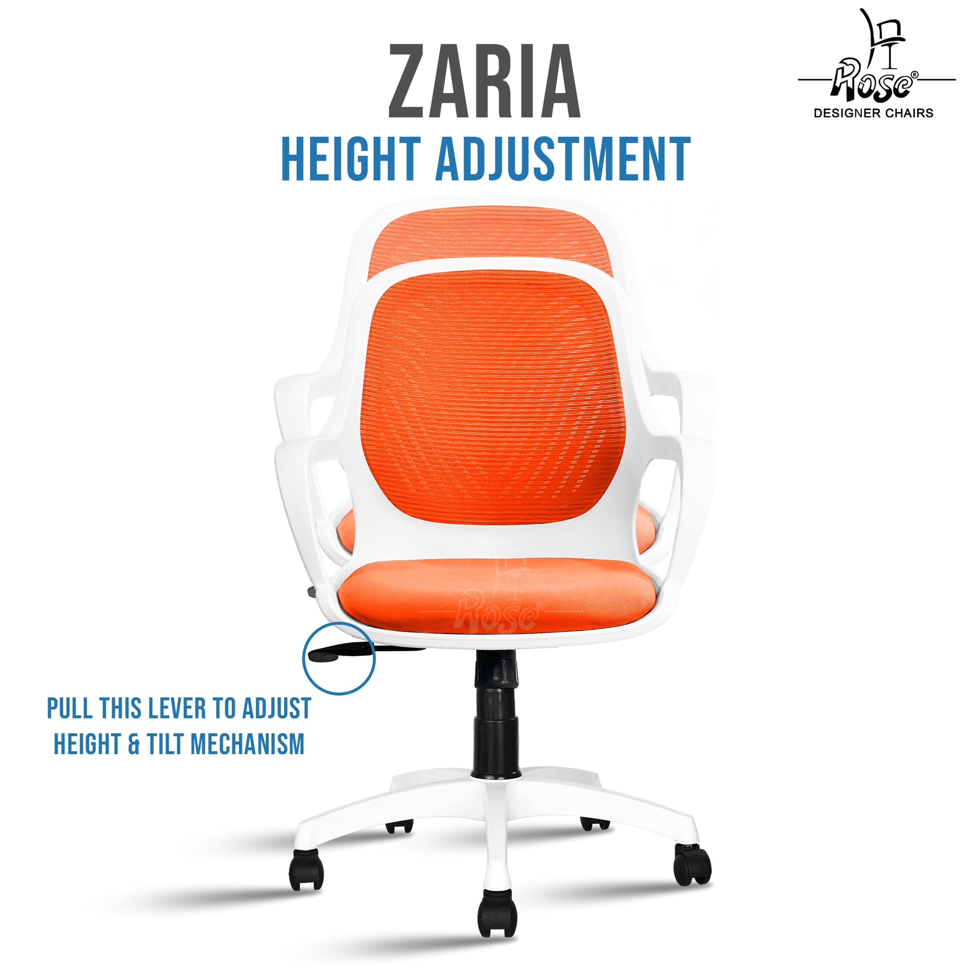 Zaria orange  and white chair features 2