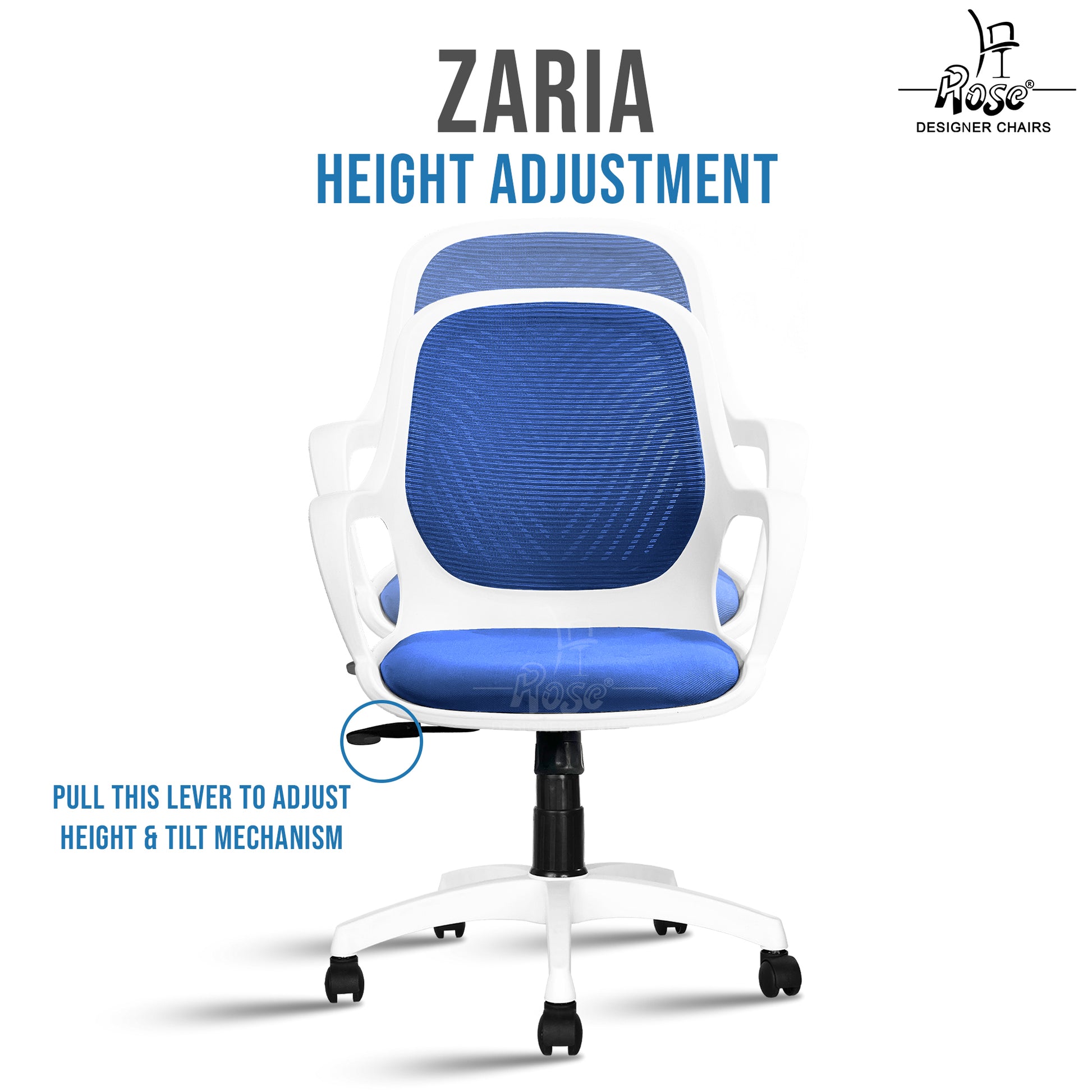 Zaria blue  and white chair features 2
