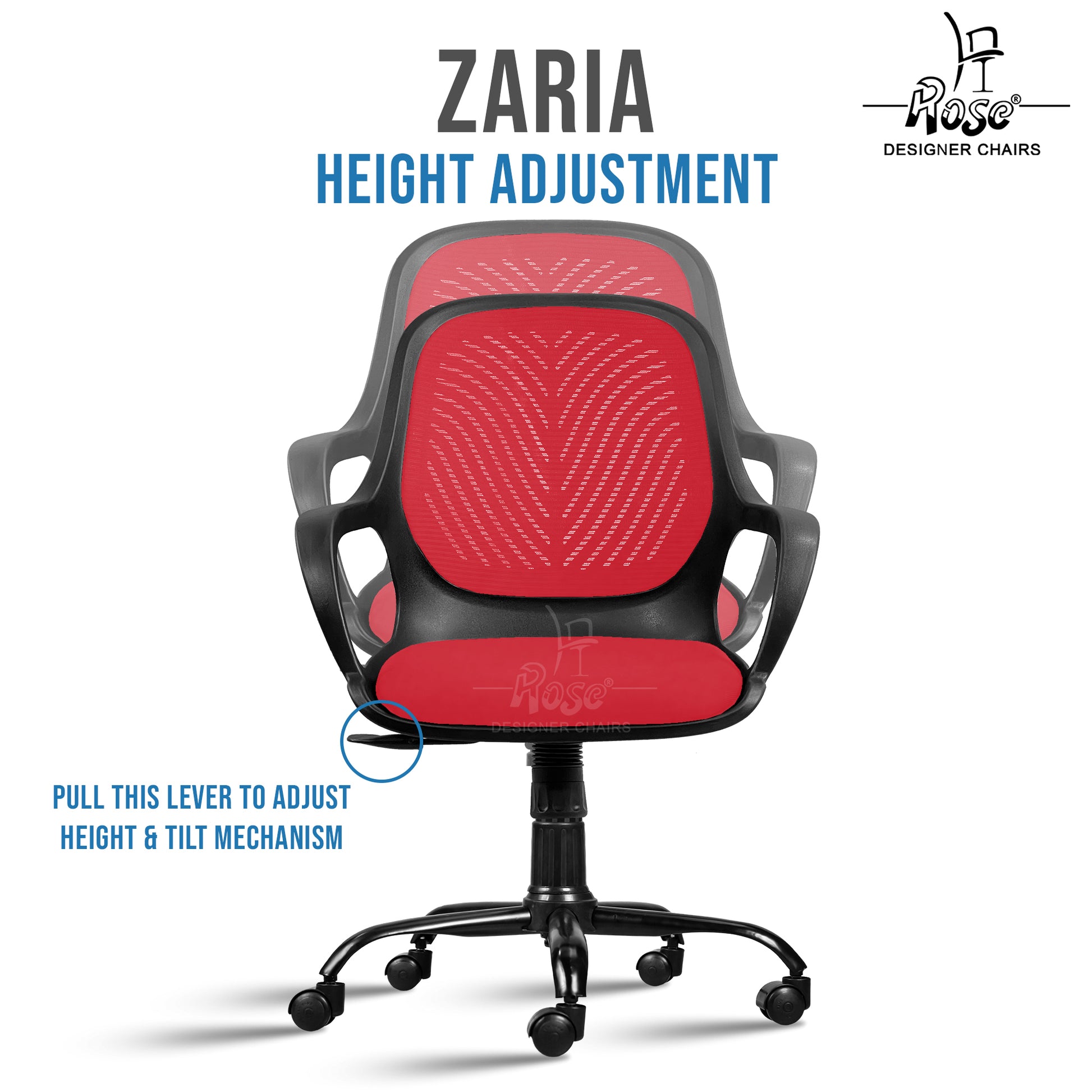 Zaria red and black chair features 2
