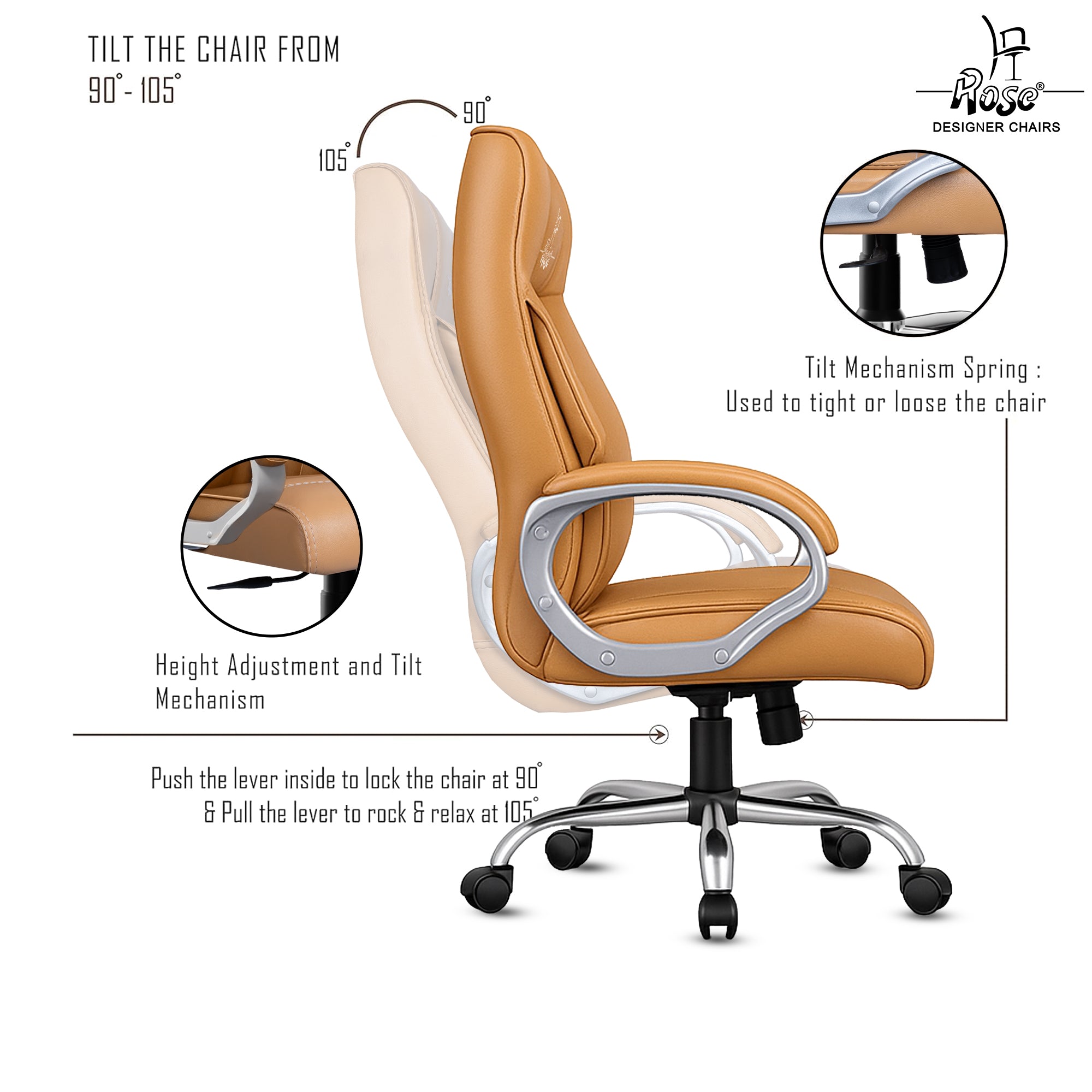 ROSE® Iran HB Office Chair | Leatherette – Rose Designer Chairs