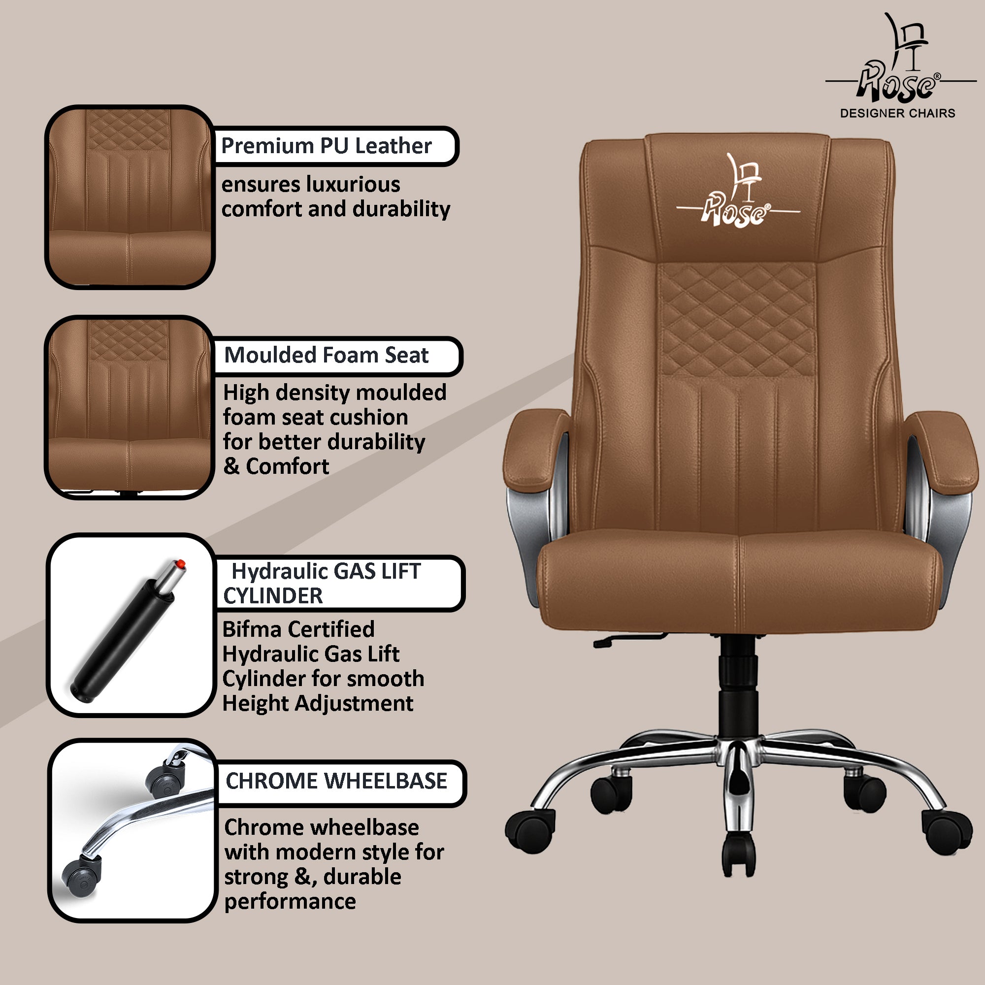 ROSE® Iran HB Office Chair | Leatherette – Rose Designer Chairs