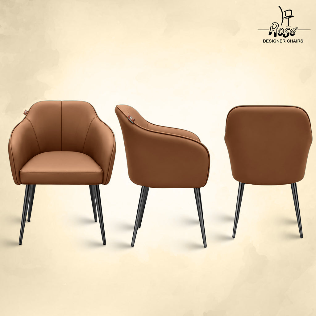Haze Faux Leather Chair( Caramel Brown) Set of 4 Multiangle