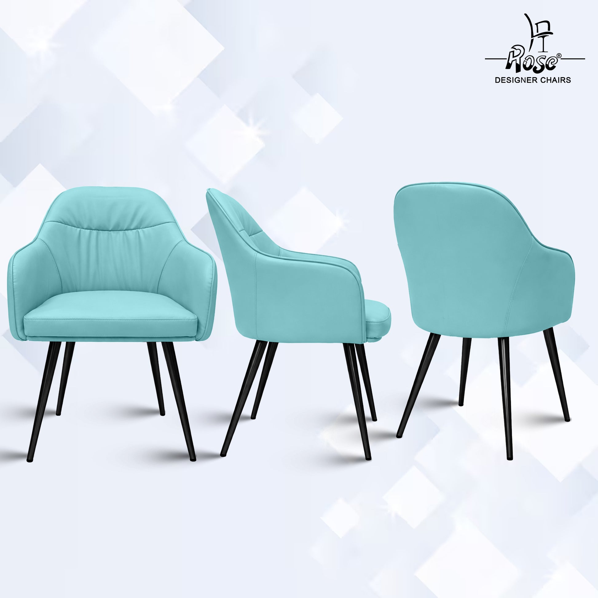 Mack Faux Leather Chair(Sky Blue) Set of 1 Multiangle