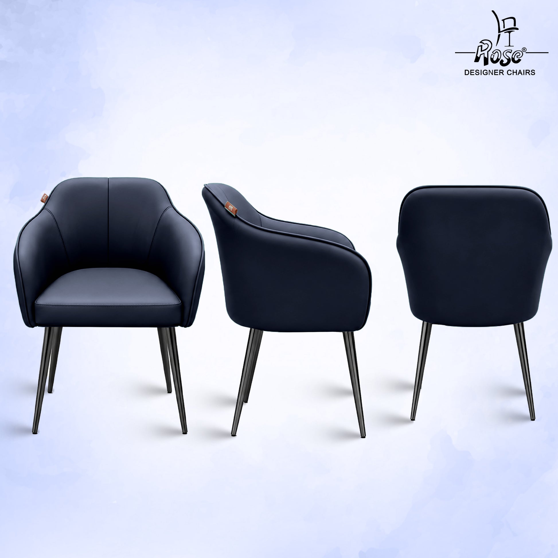 Haze Faux Leather Chair(Denim  Blue) Set of 4 Multiangle