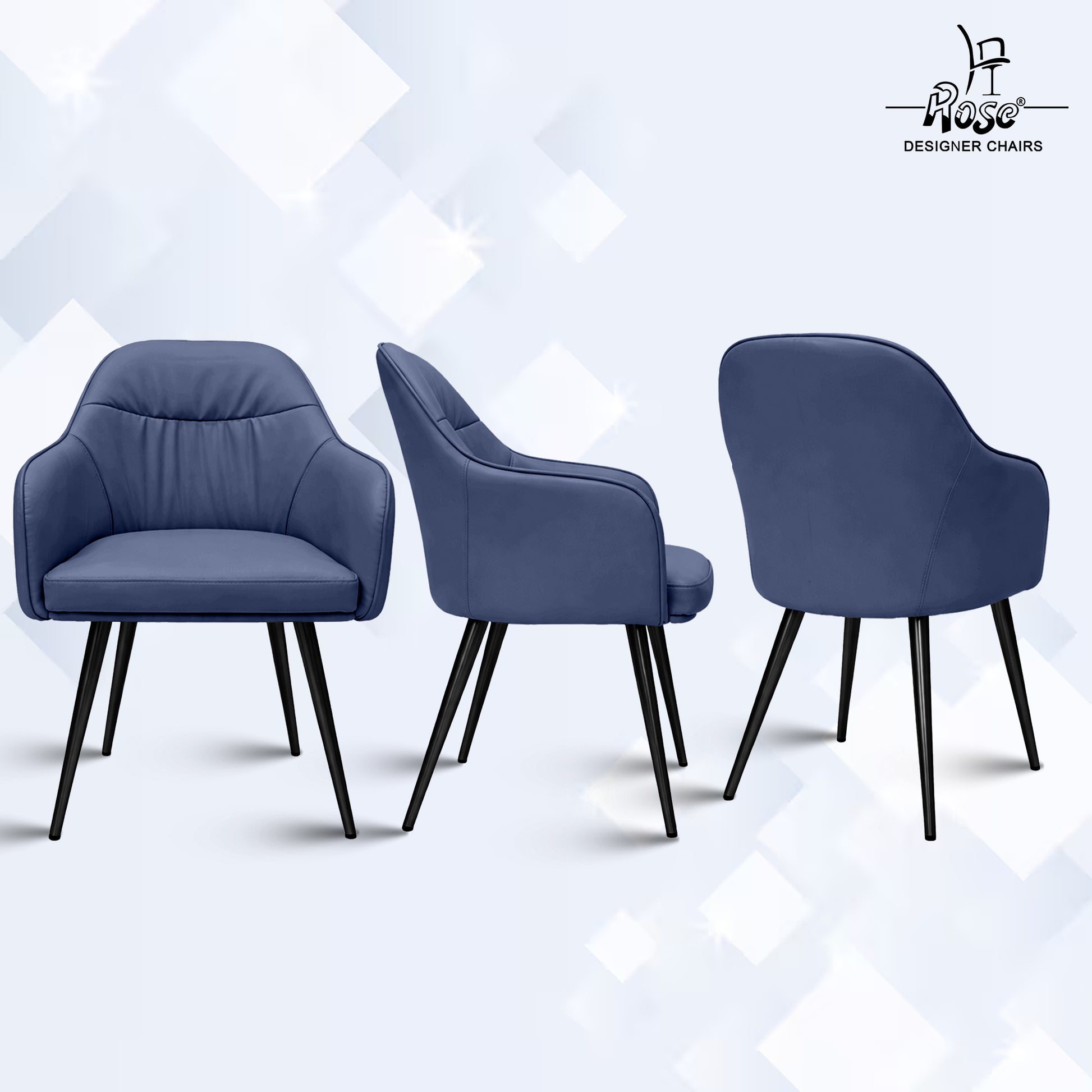 Mack Faux Leather Chair(Denim Blue) Set of 2 Multiangle