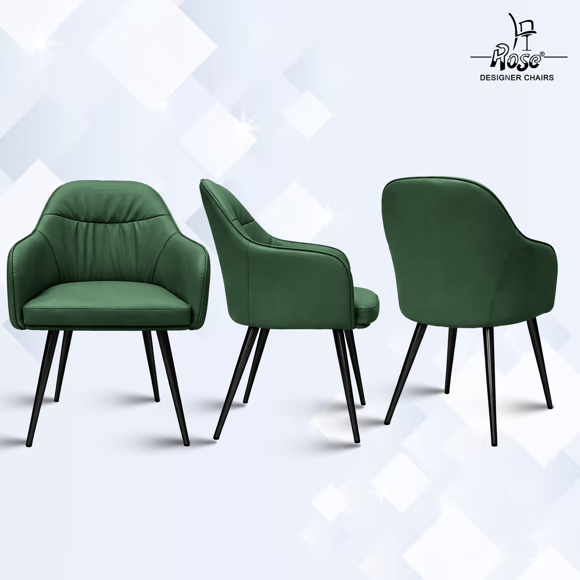 Mack Faux Leather Chair(Pine Green) Set of 2 Multiangle