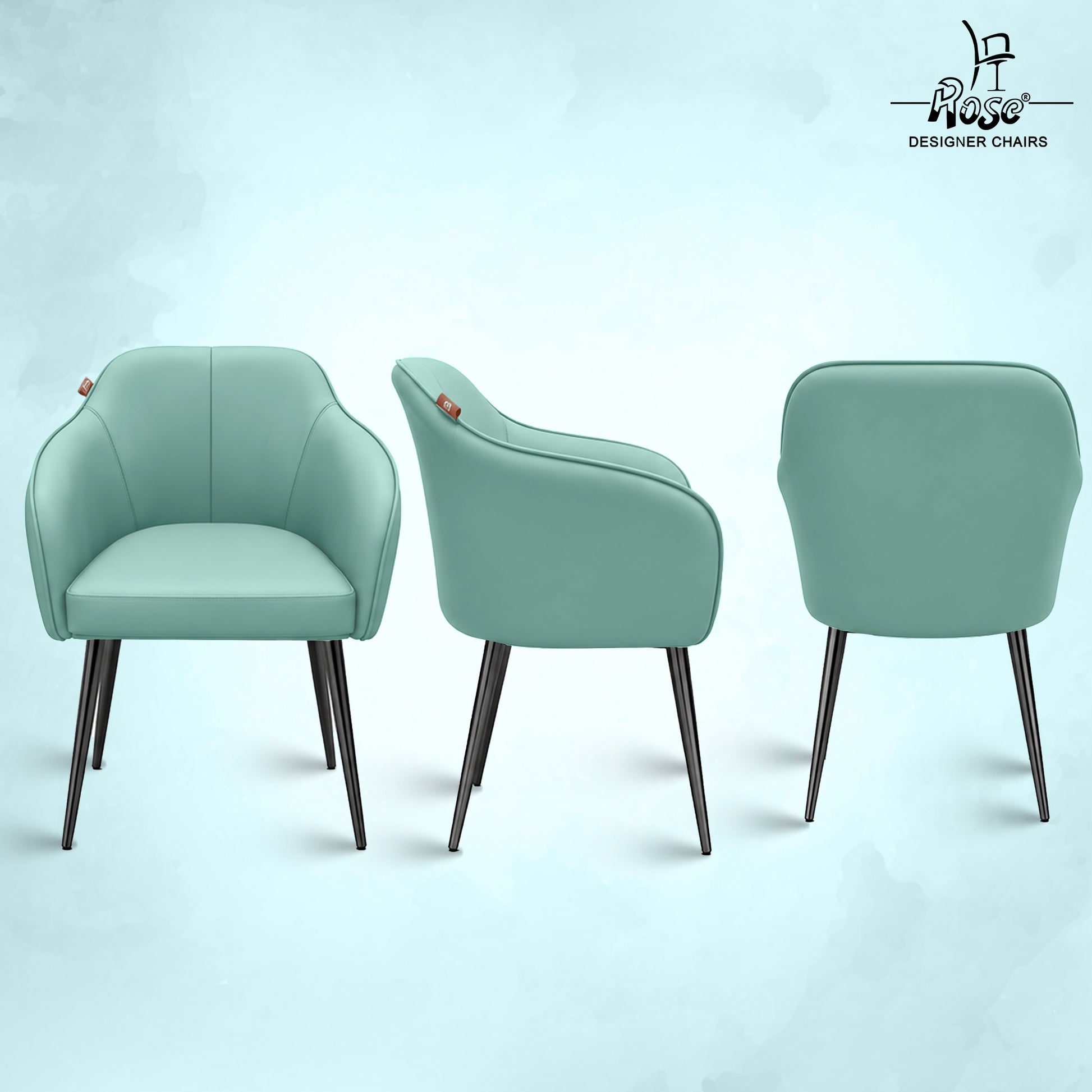 Haze Faux Leather Chair(Sky Blue) Set of 4 Multiangle