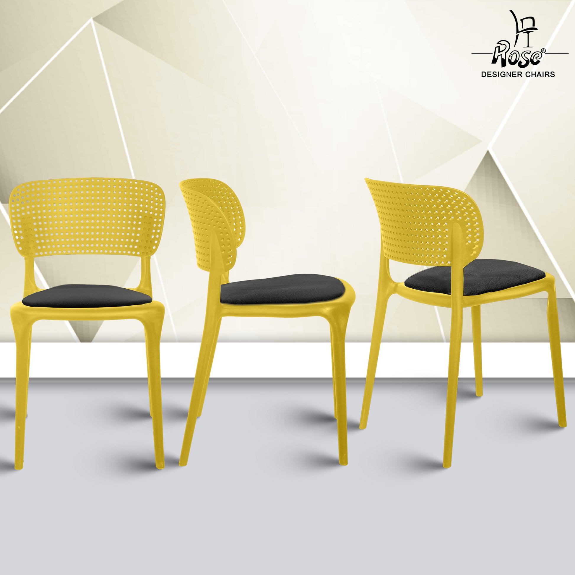 Evaa yellow cushion black set of 4 multiangle