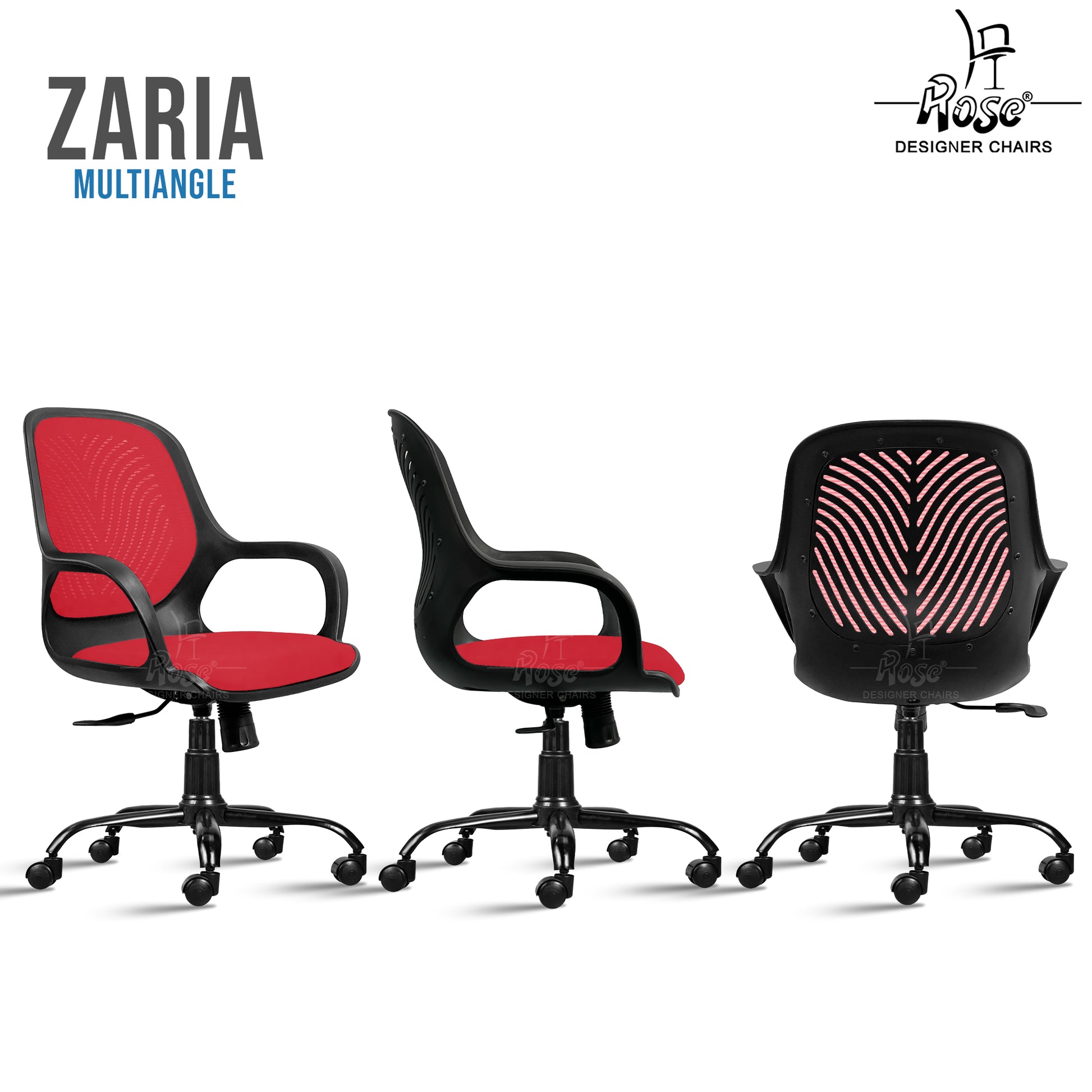 Zaria red and black chair multiangle