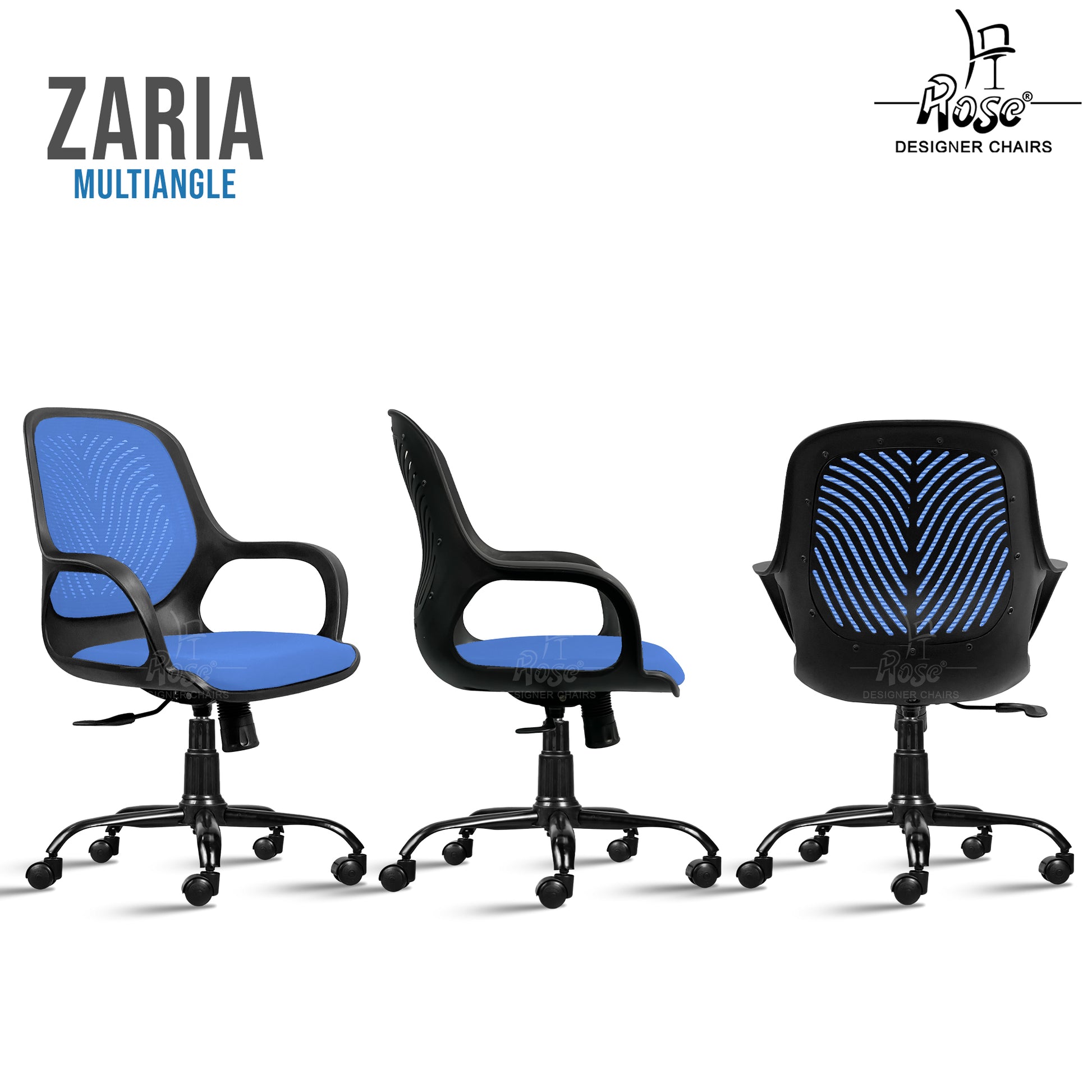 Zaria blue and black chair multiangle