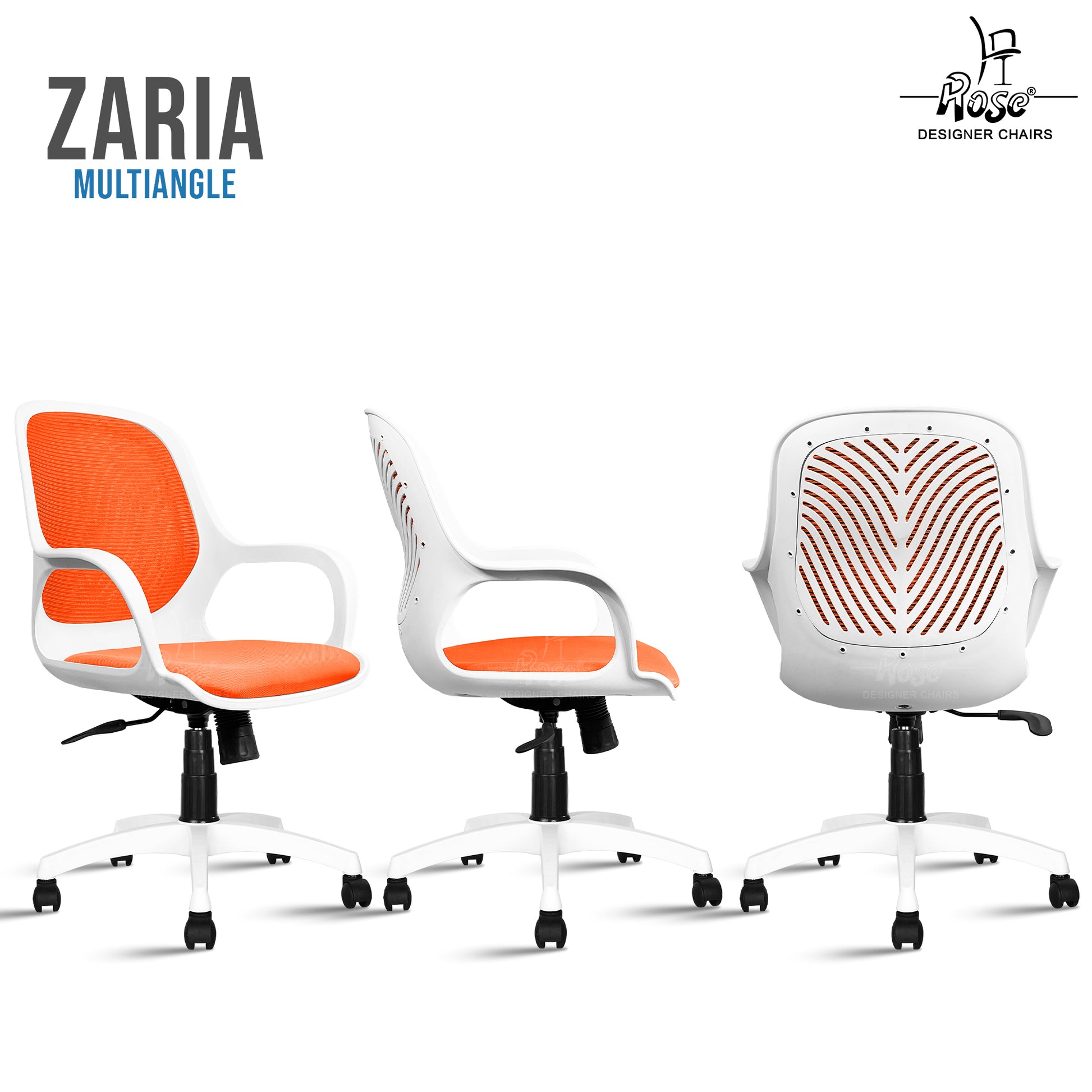 Zaria orange  and white chair features multiangle 