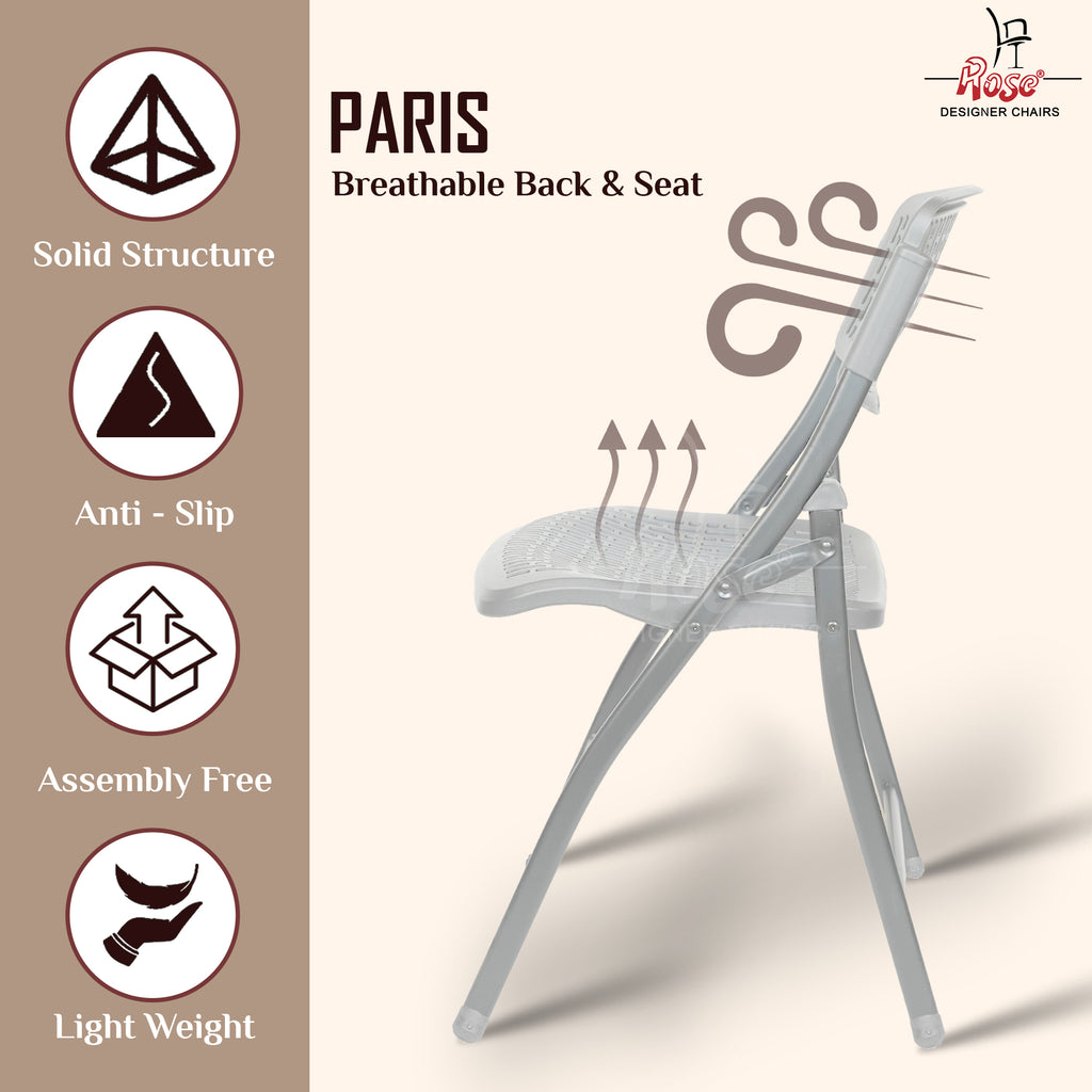 ROSE® Paris Folding Chair for Home | Lightweight, Portable, Balcony, Garden, Camping Chair | Indoor Outdoor Chair | Restaurant Chair