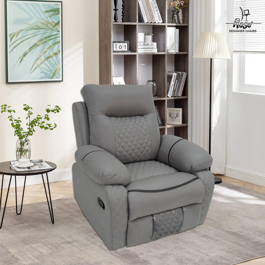 Rose Mexico one seater Recliner | RRR Recliner |Rocking, Revolving, and Reclining sofa (Grey)