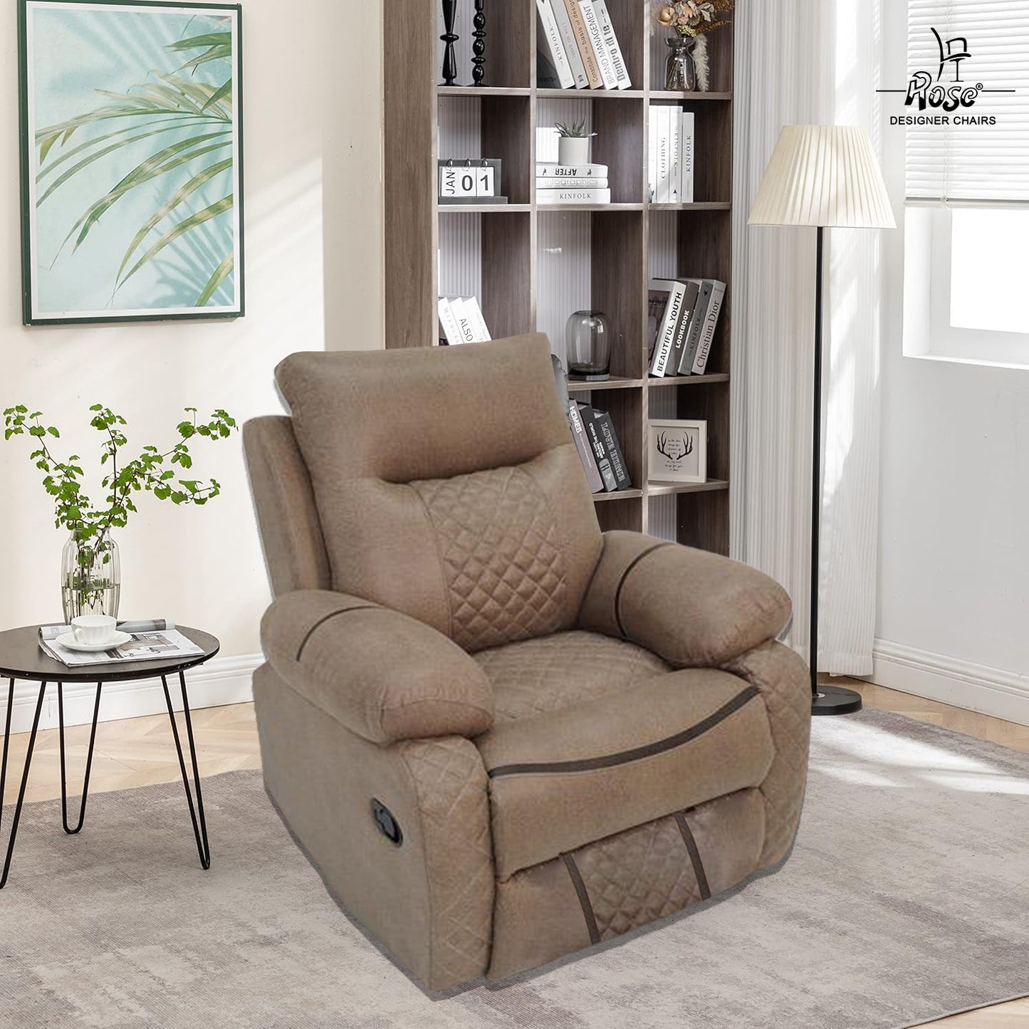 Rose Mexico one seater Recliner | RRR Recliner |Rocking, Revolving, and Reclining sofa (Rust)