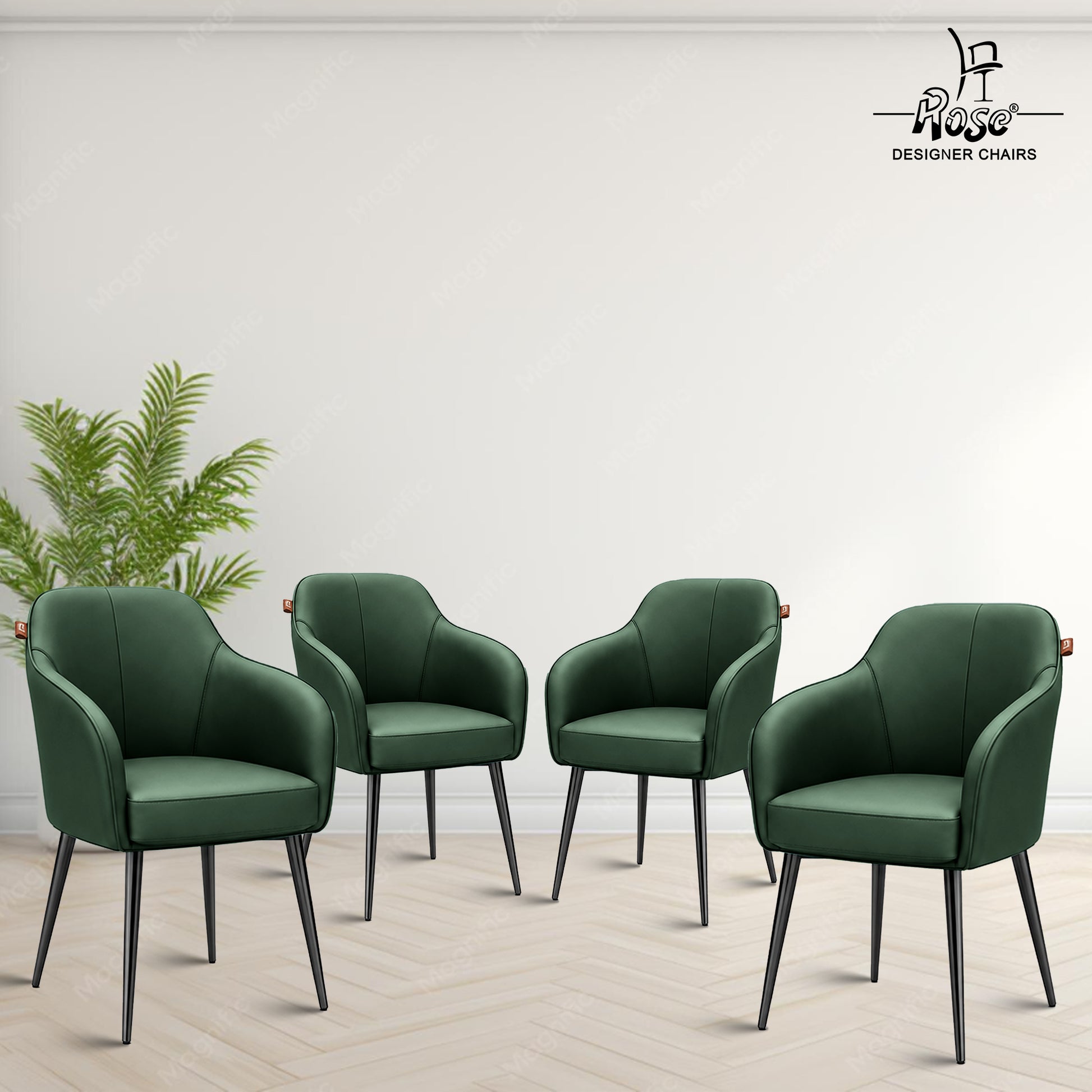 Haze Faux Leather Chair(Pine  Green) Set of 4 Bg Img
