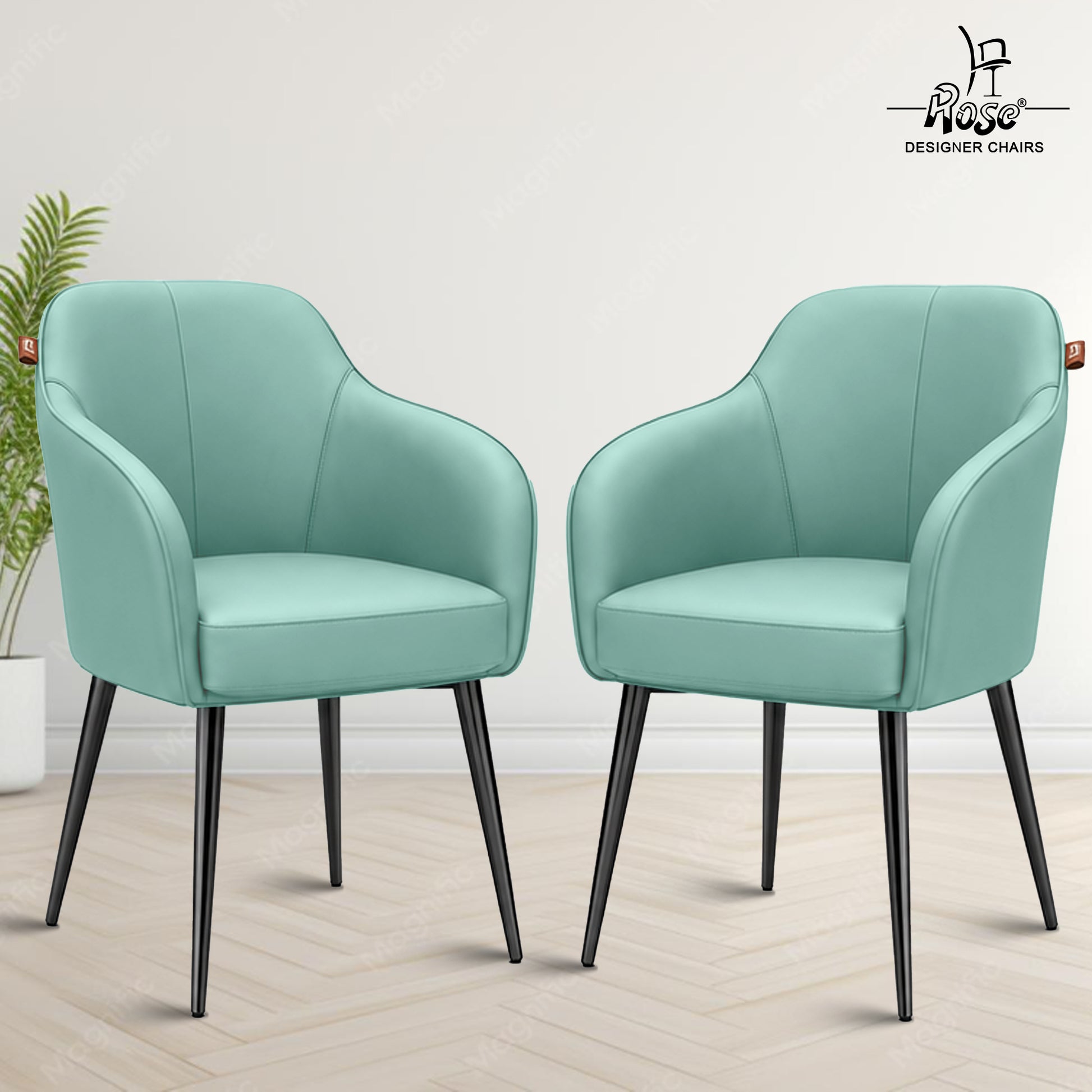 Haze Faux Leather Chair(Sky Blue) Set of 1 Bg Img